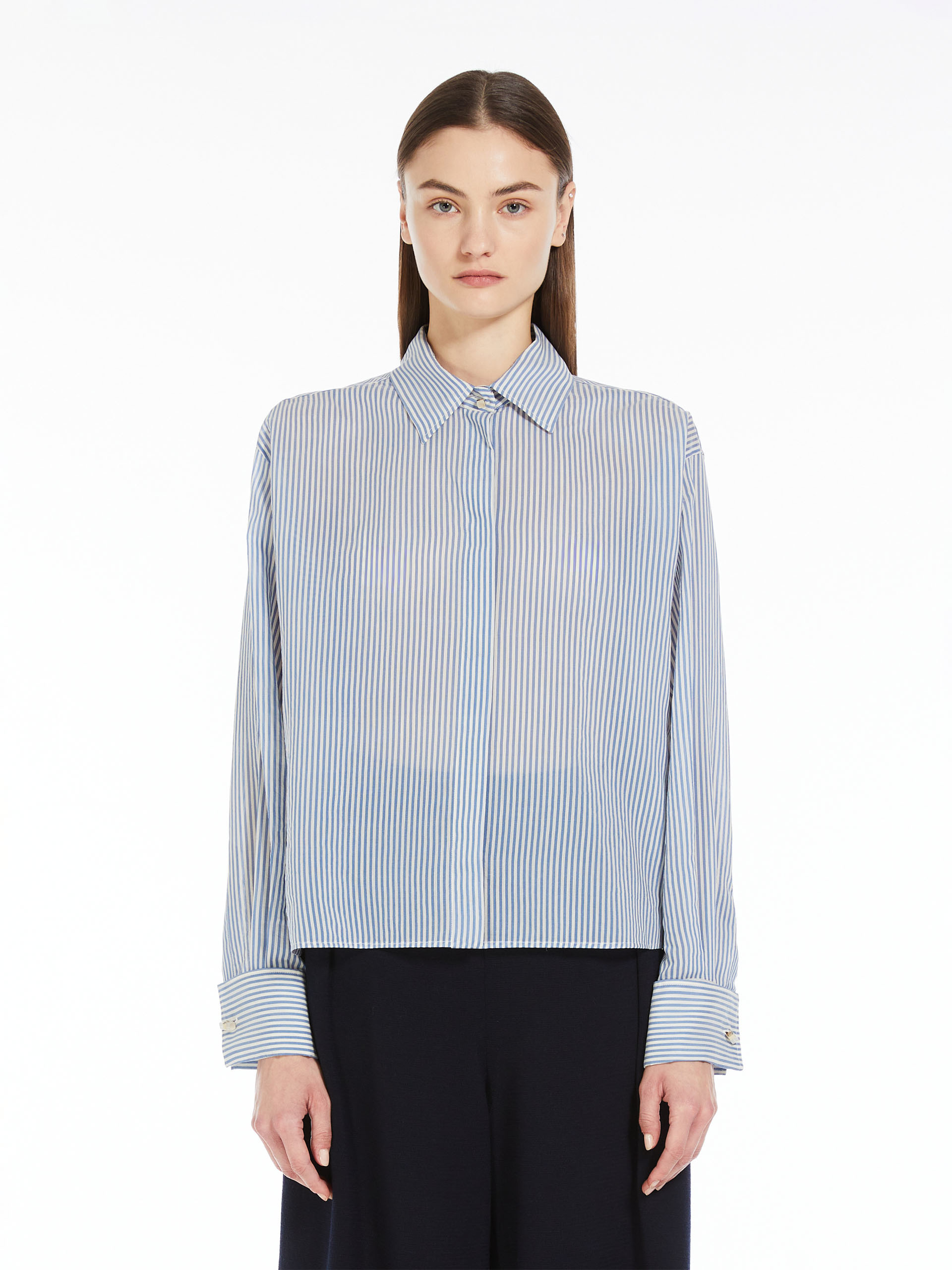 Masculine-style organza shirt, avio | 