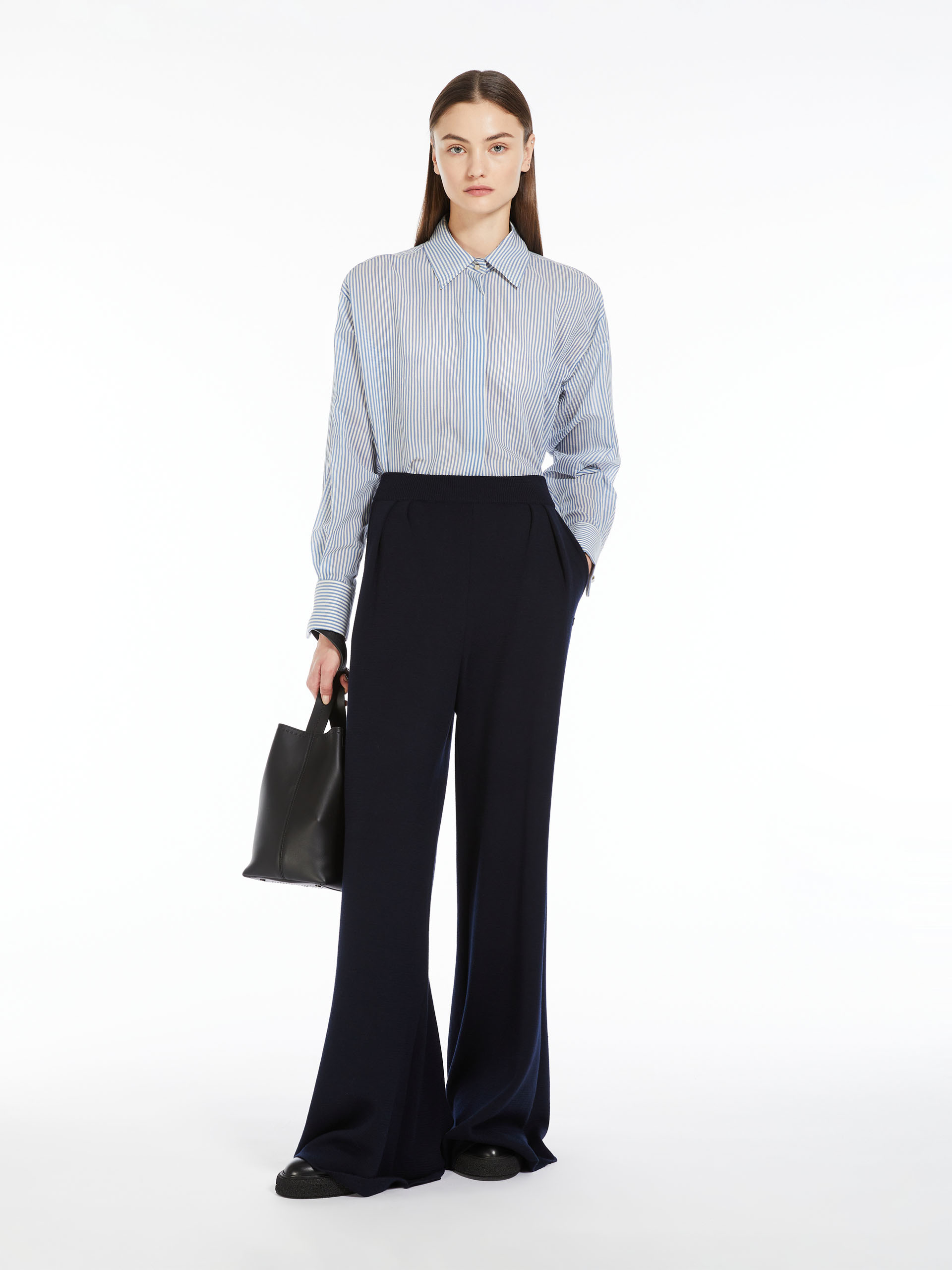 Masculine-style organza shirt, avio | 