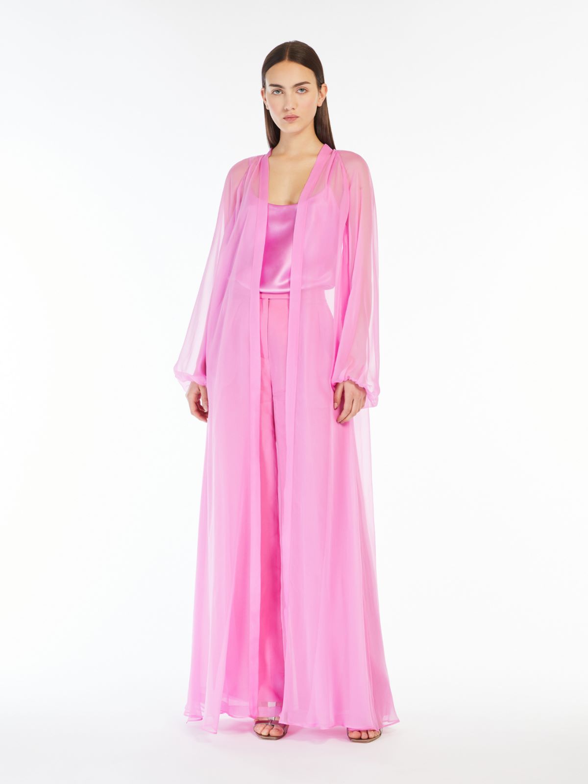 Max Mara Medicea Silk Chiffon Robe In Peony