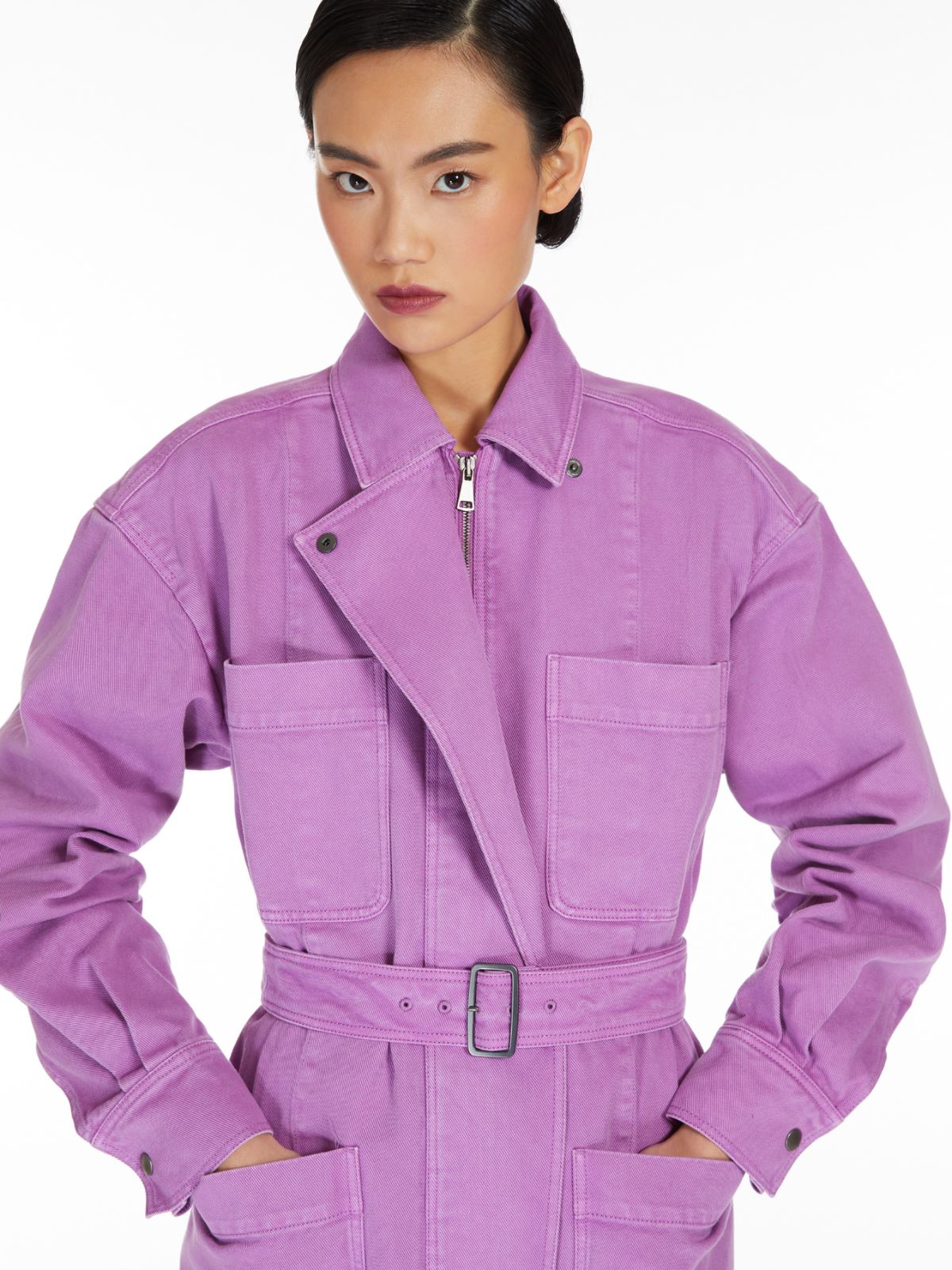 Canvas trench coat with belt, mauve | 