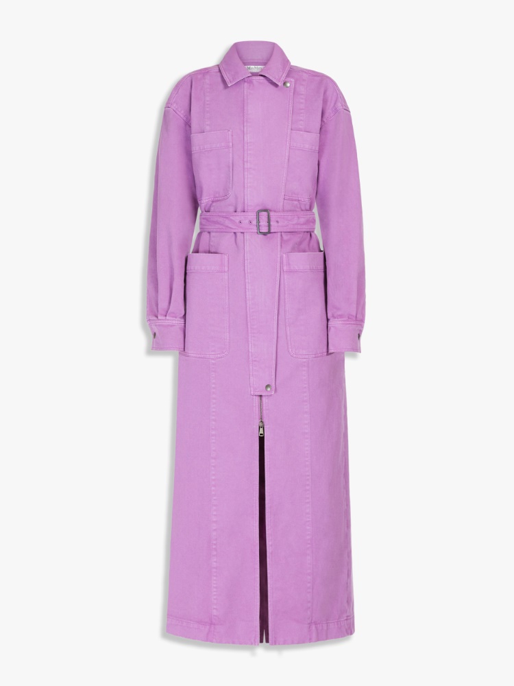 Canvas trench coat with belt, mauve | 