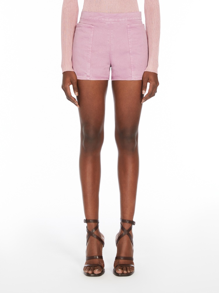 Max Mara Cotton Drill Mini Shorts In Wisteria