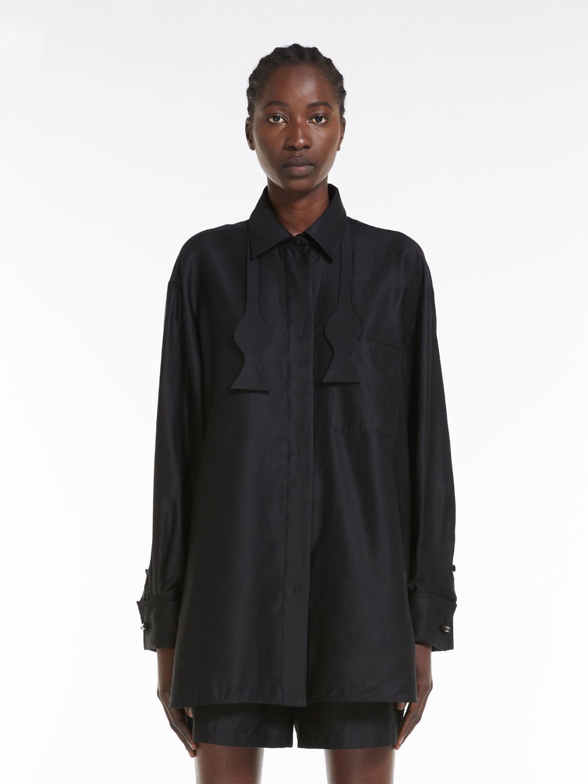 Loose-fitting cotton poplin shirt, optical white | 