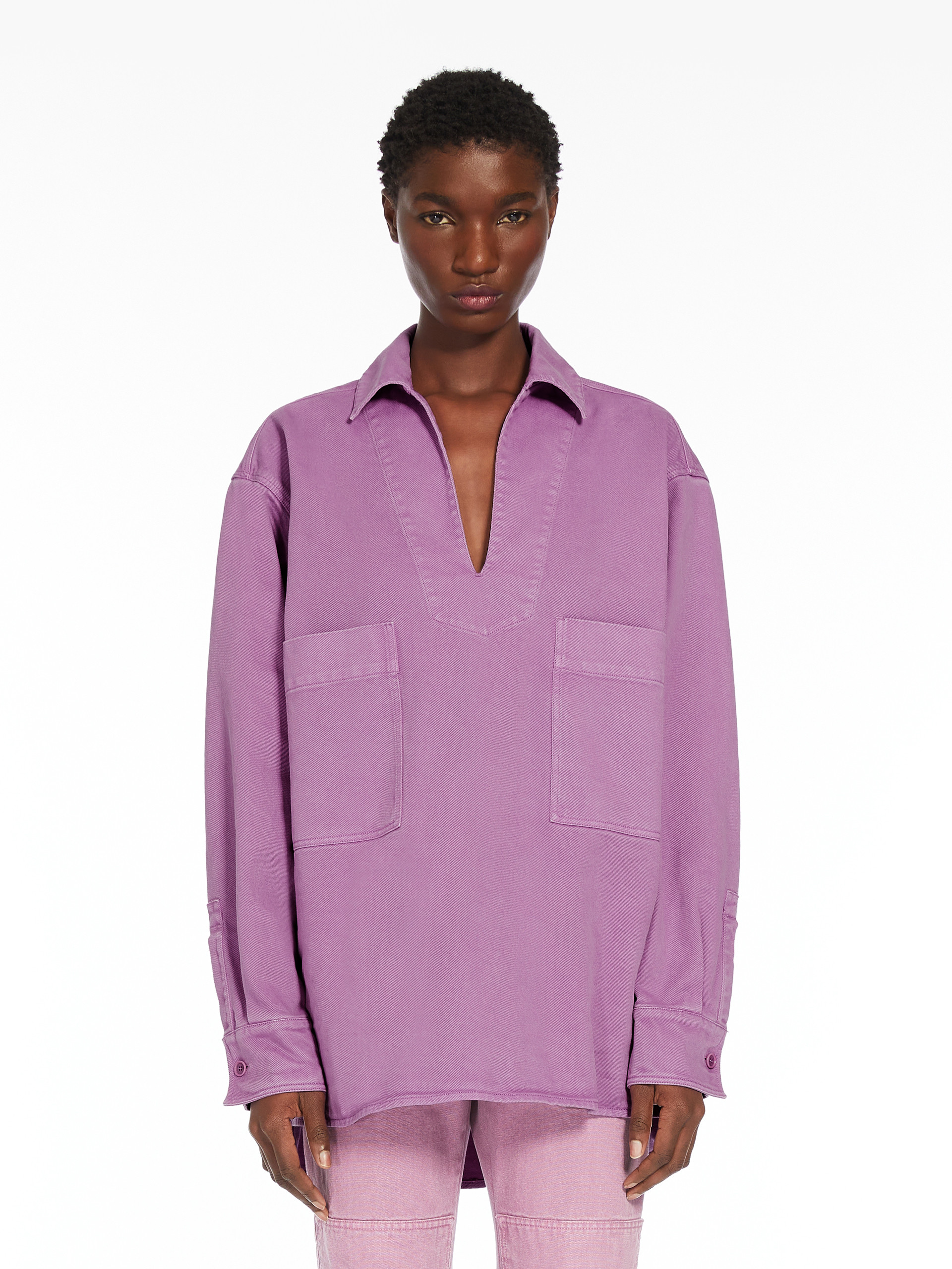 Cotton drill oversized blouse, mauve |  