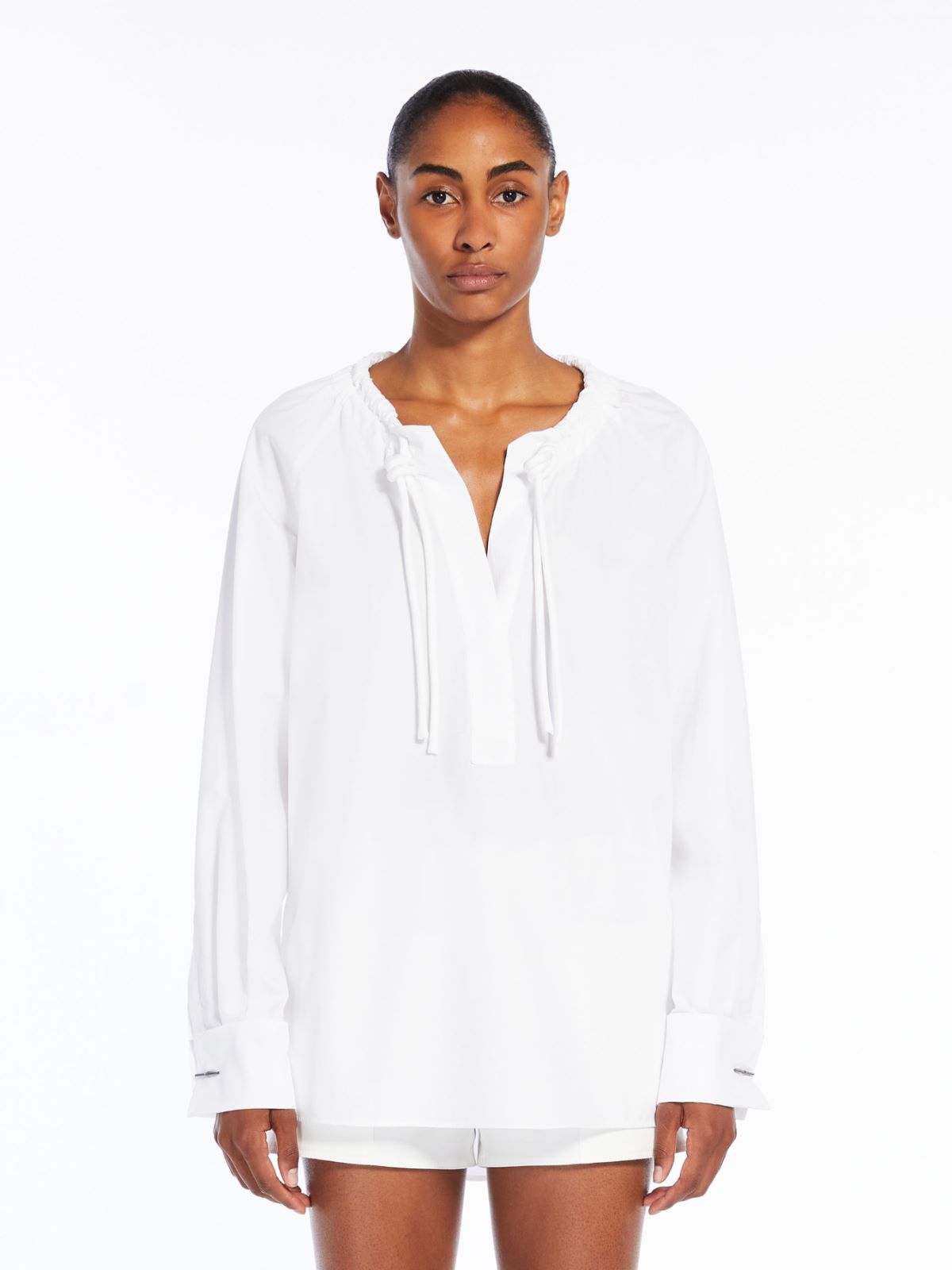 Cotton and silk soft shirt, white black |  