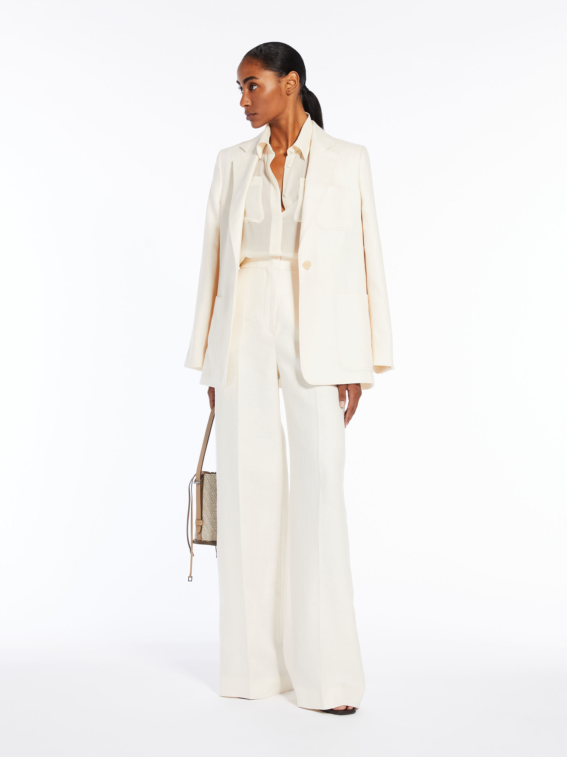 Hemdbluse aus Seidengeorgette, creme |  