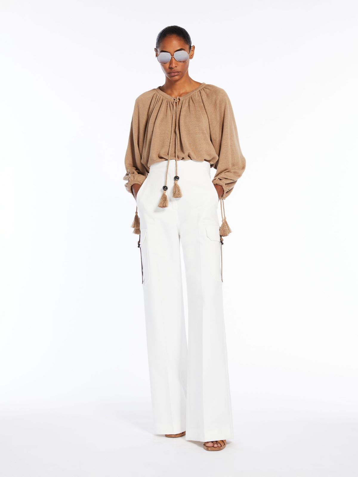 Max Mara Loose-fitting Linen Yarn Jumper In Clay