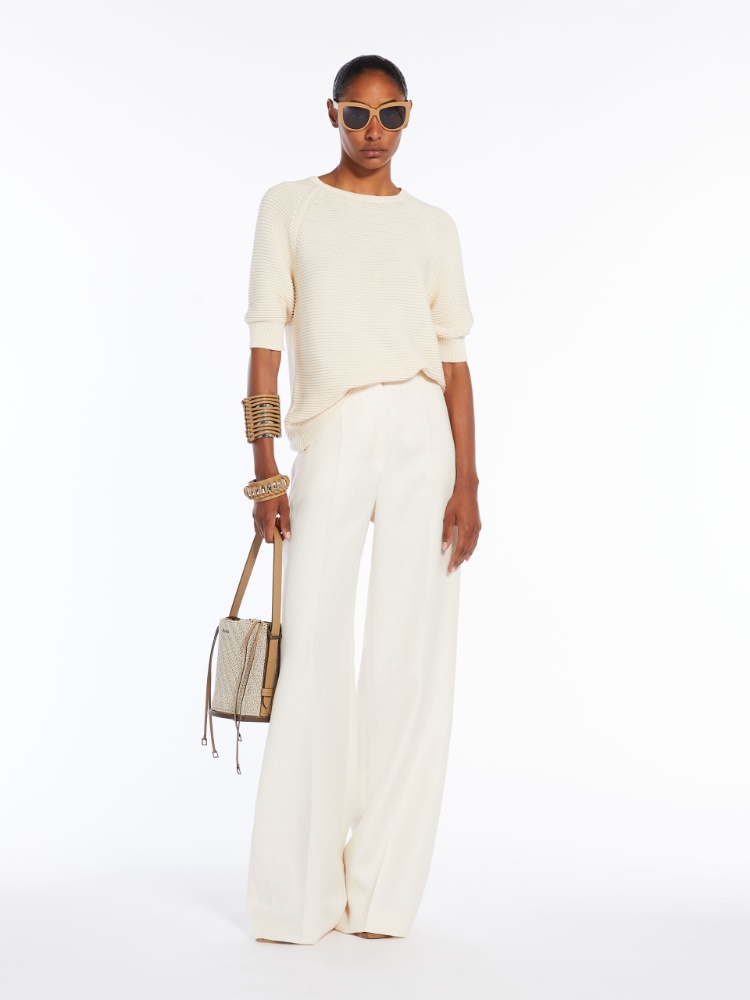 Feminine cotton yarn jumper, ivory "ODILIA" Max Mara