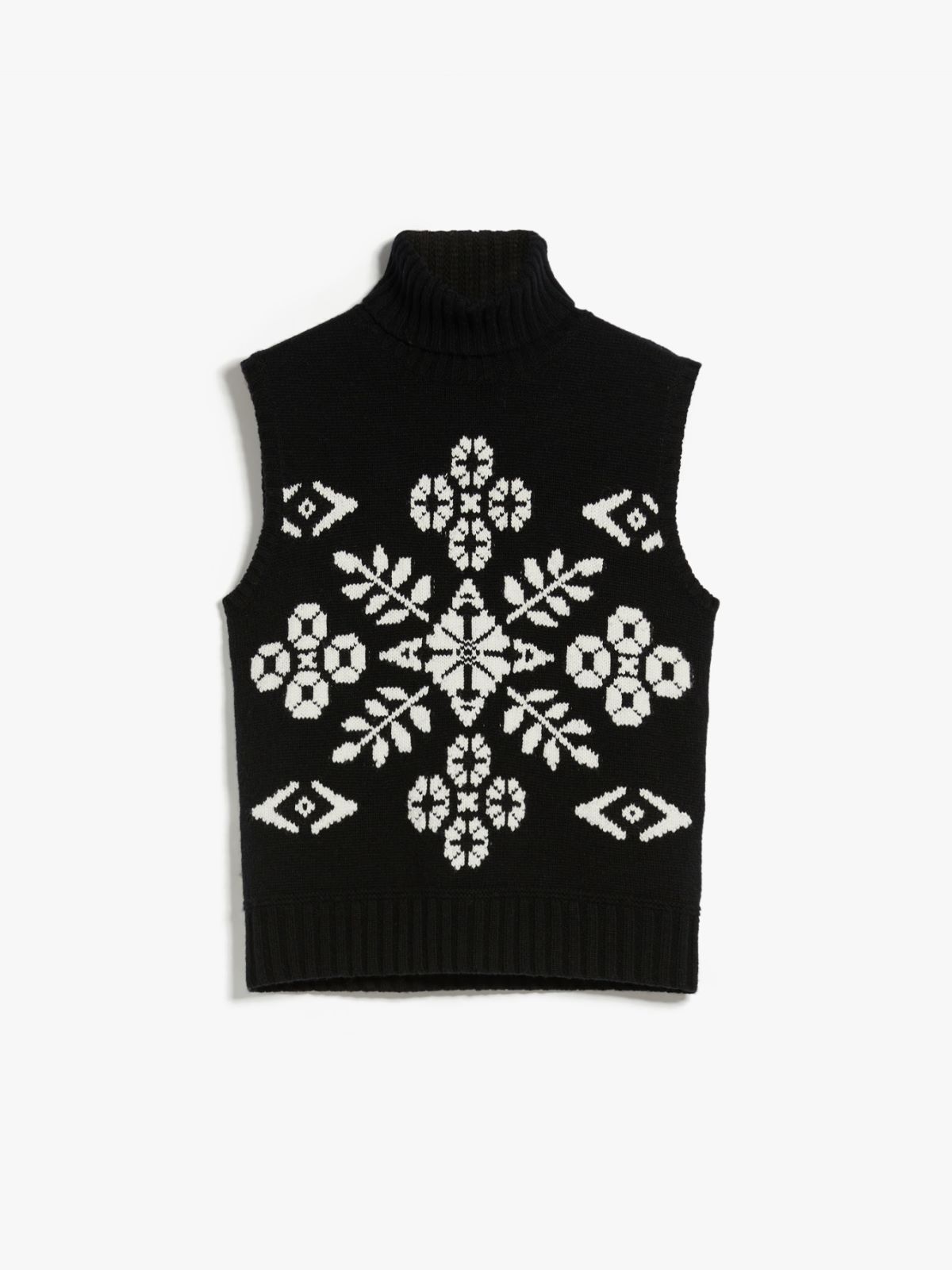 Wool and cashmere jacquard jumper, black "VIVY" Max Mara