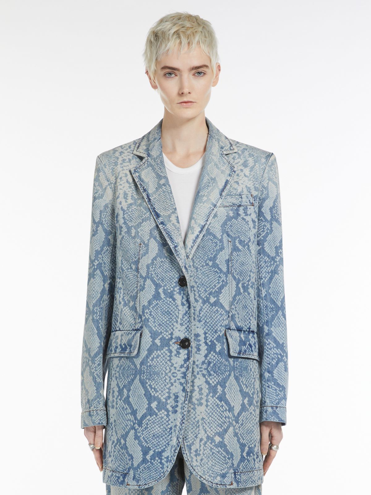 Blazer aus Denim mit Python-Print, blue light blue | 