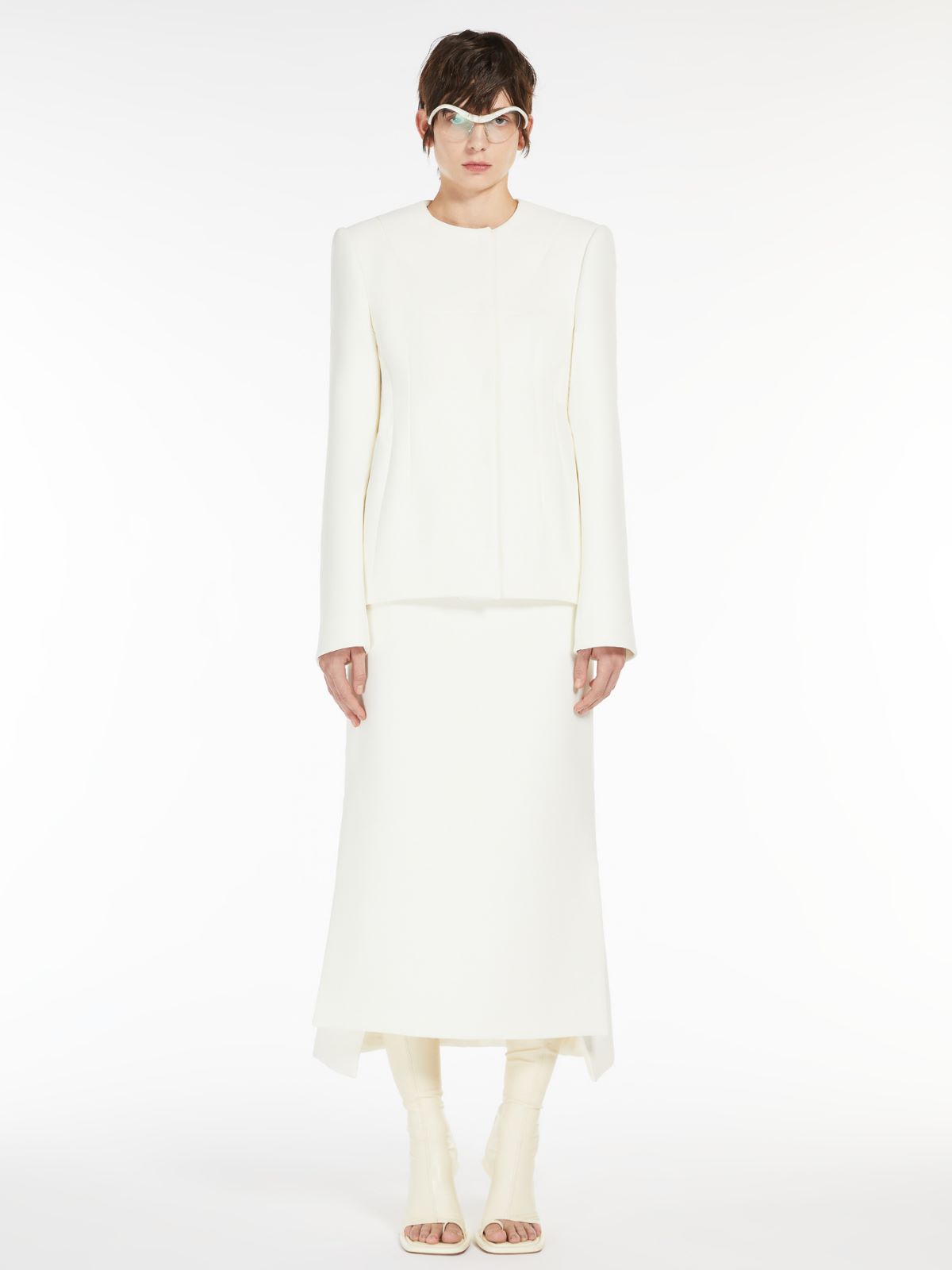 Max Mara Double-volume Jacket In Ivory