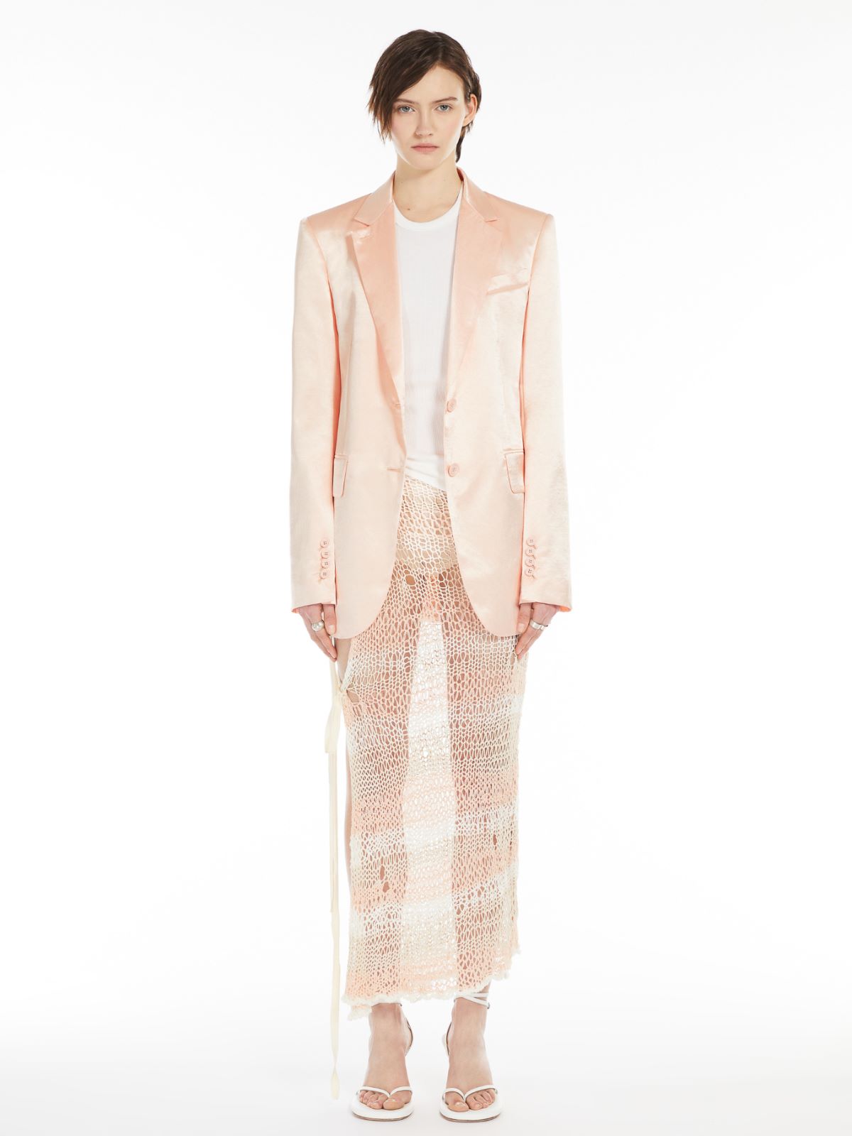 Max Mara Washed Satin Blazer In Powder