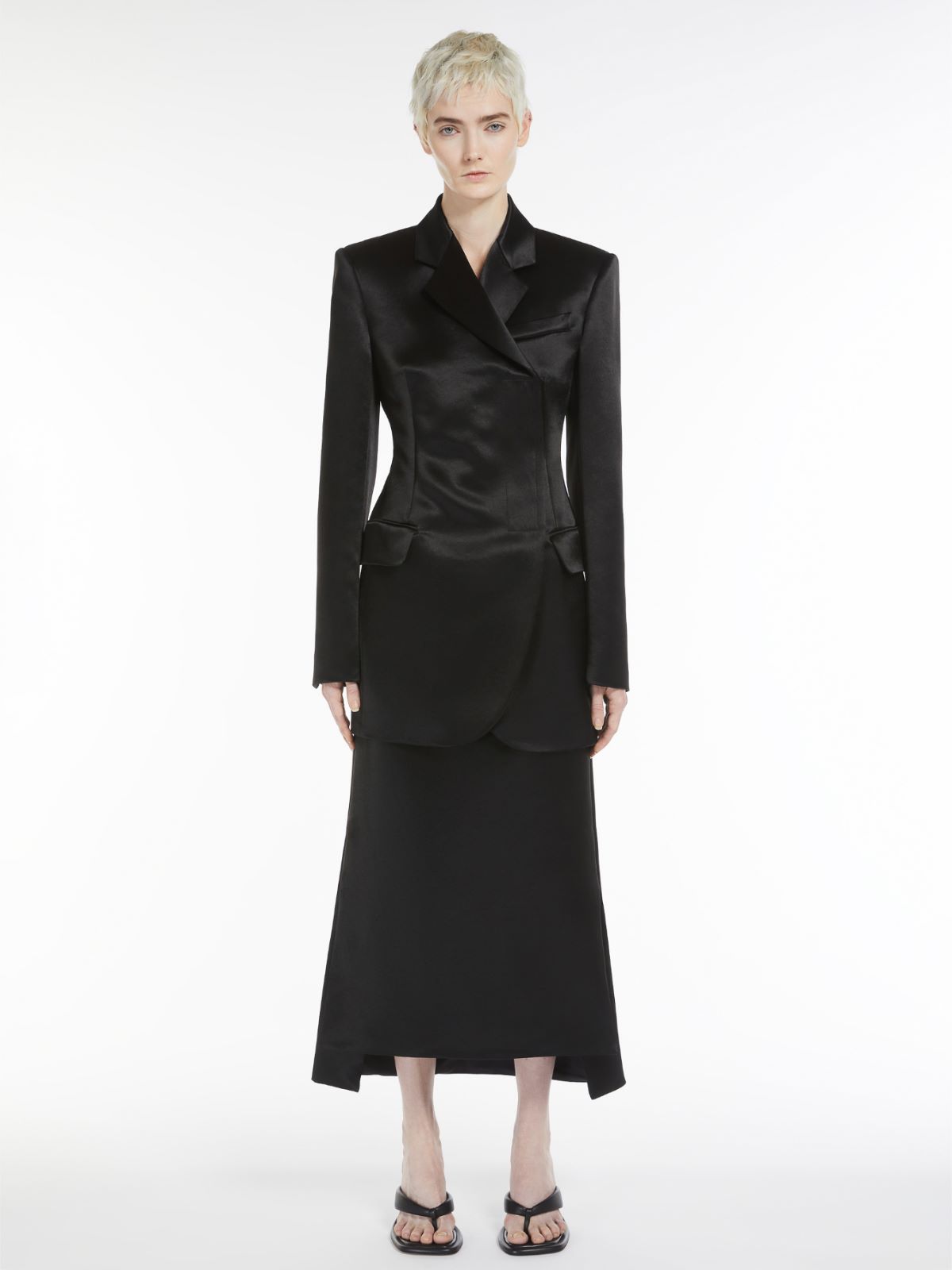 Max Mara Long Slit Wrap-style Skirt In Black
