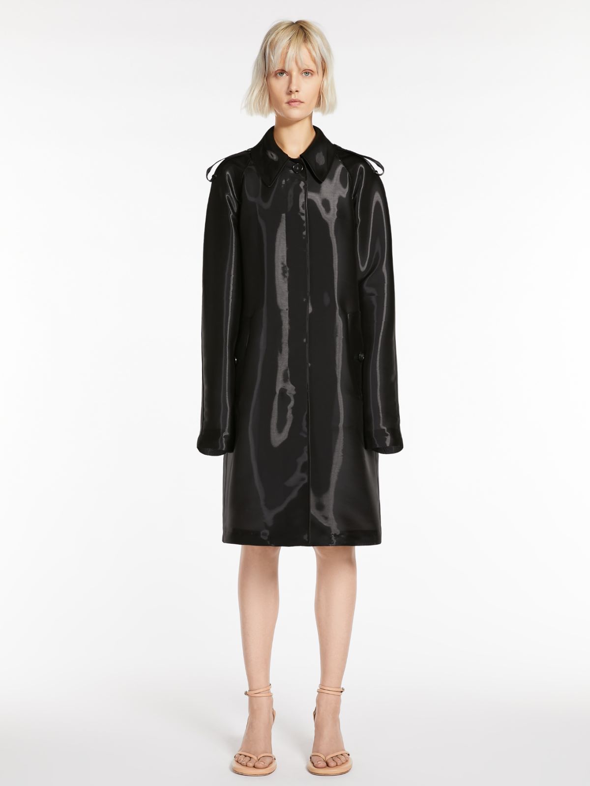Max Mara Oversized Organza Overcoat In Black