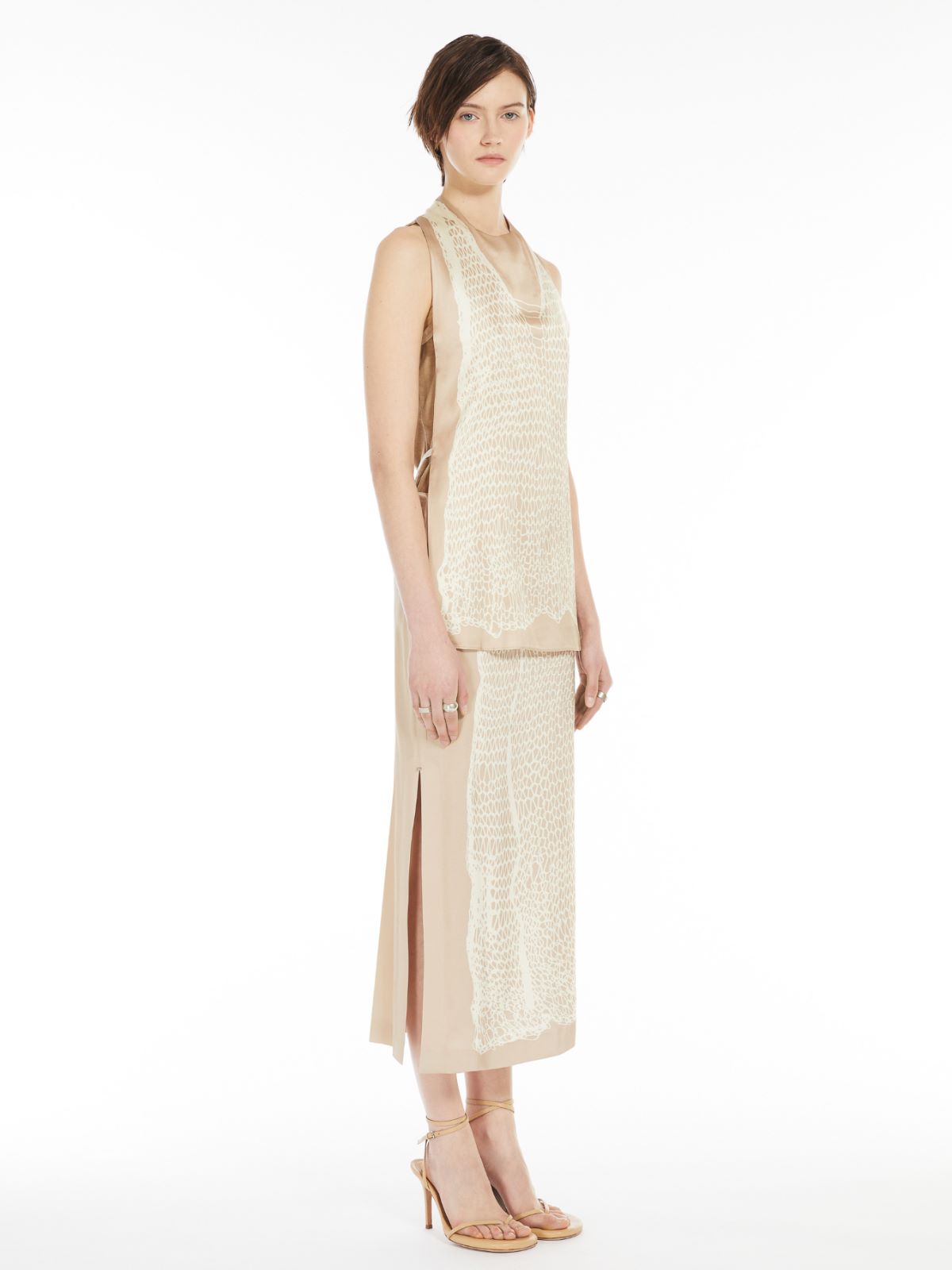 Max Mara Lightweight Satin Top In Ecru