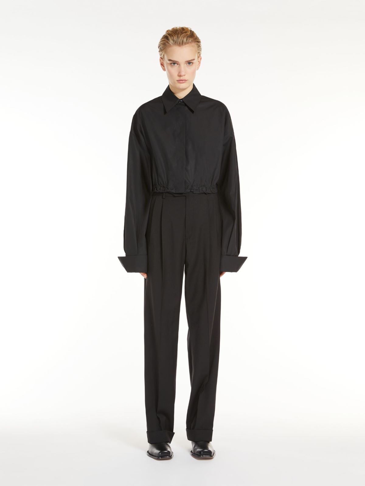 Max Mara Boxy-fit Drawstring Shirt In Black