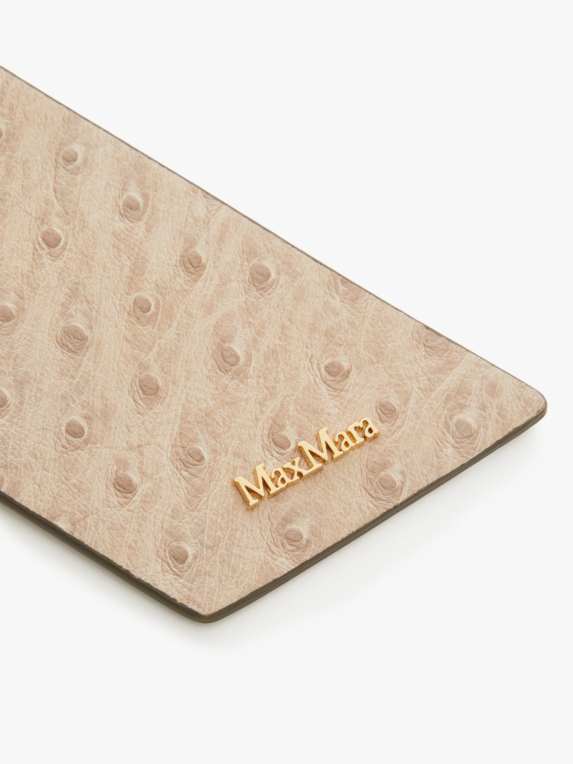 Ostrich-print leather belt, beige |  