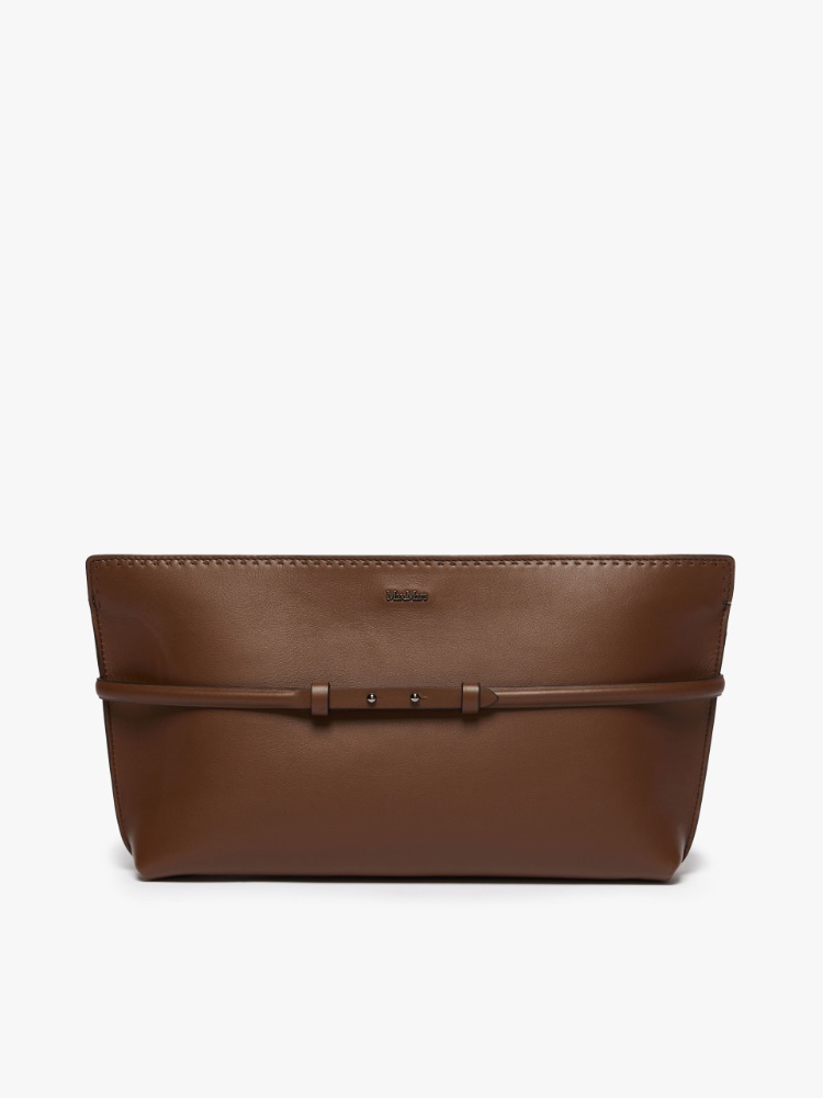 Leather Archetipo clutch with wristband, brown "ARCHETIPO5" Max Mara