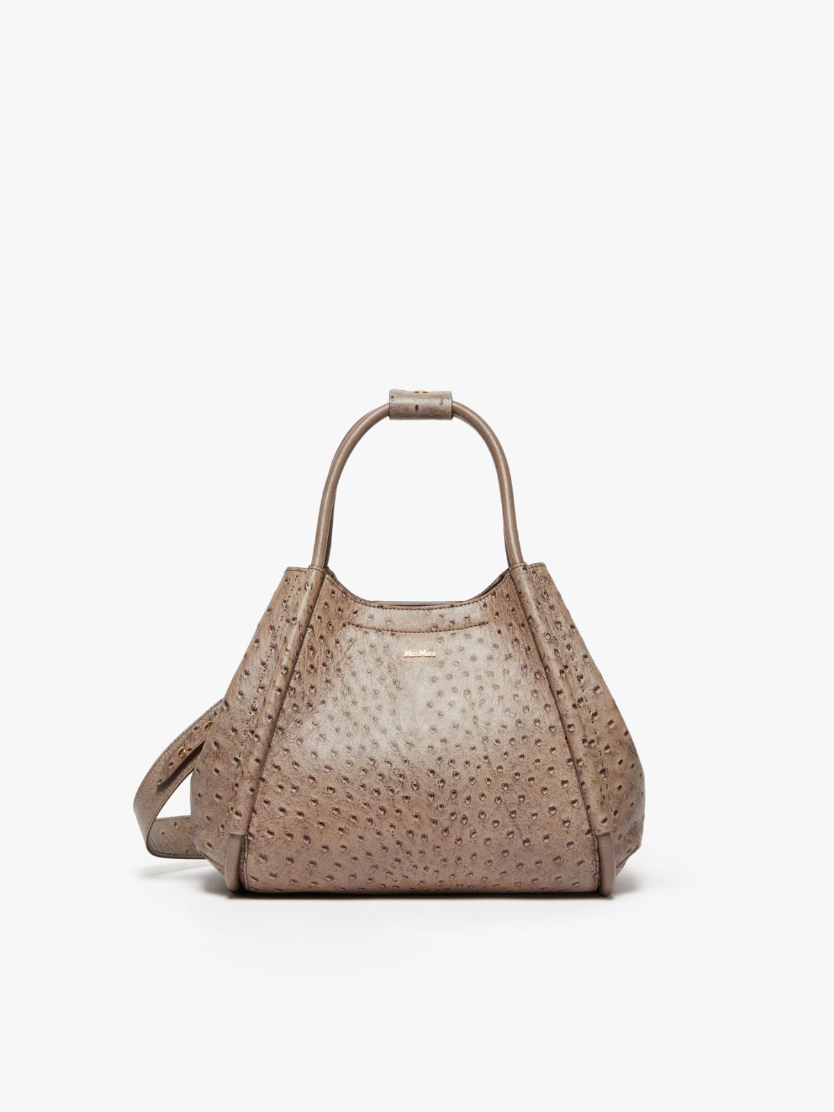 Small ostrich-print leather Marine Bag, dark grey | 