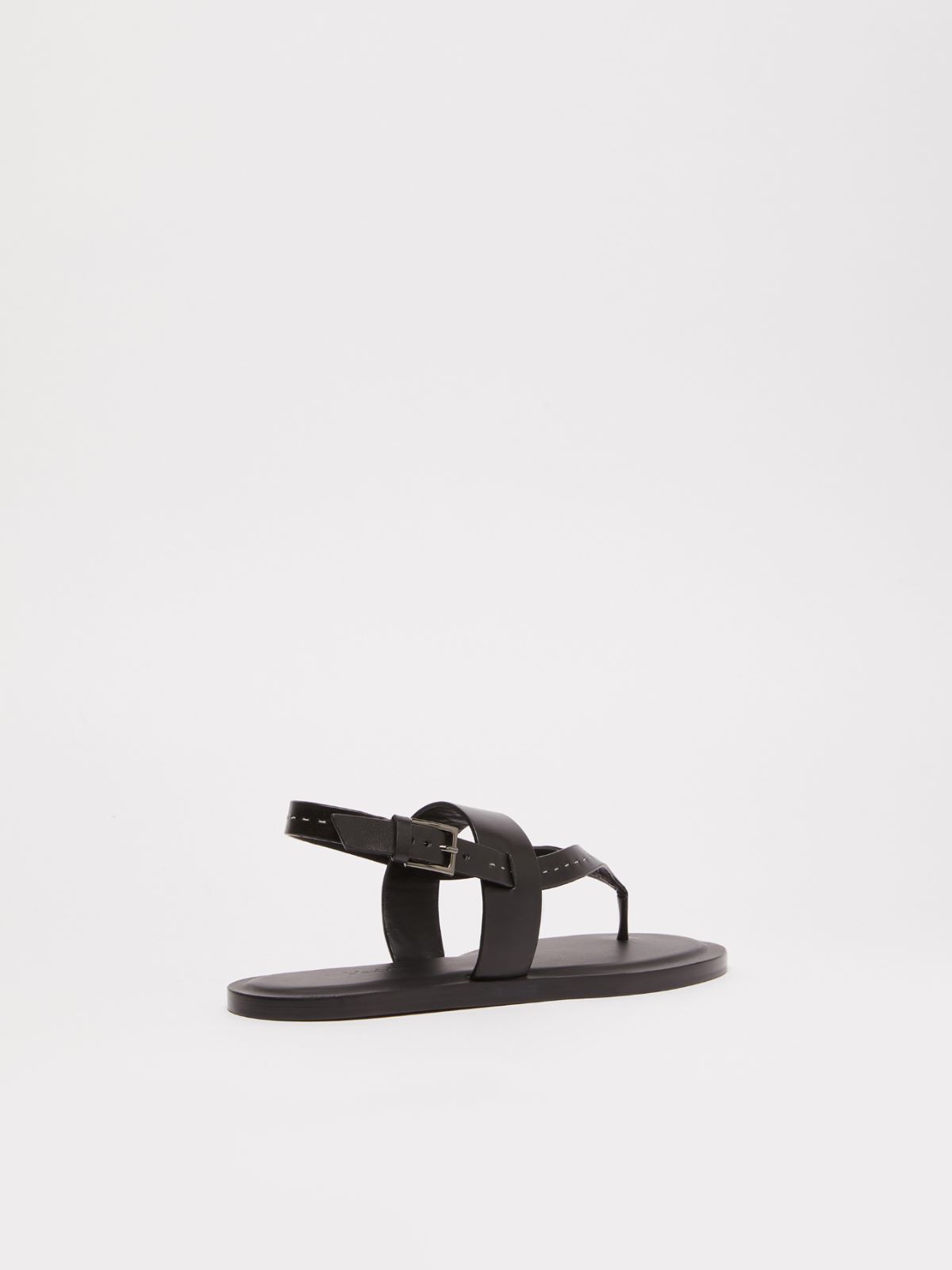 Smooth leather sandals, dark bown | 