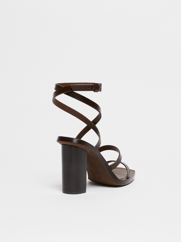 Smooth leather sandals, dark bown | 