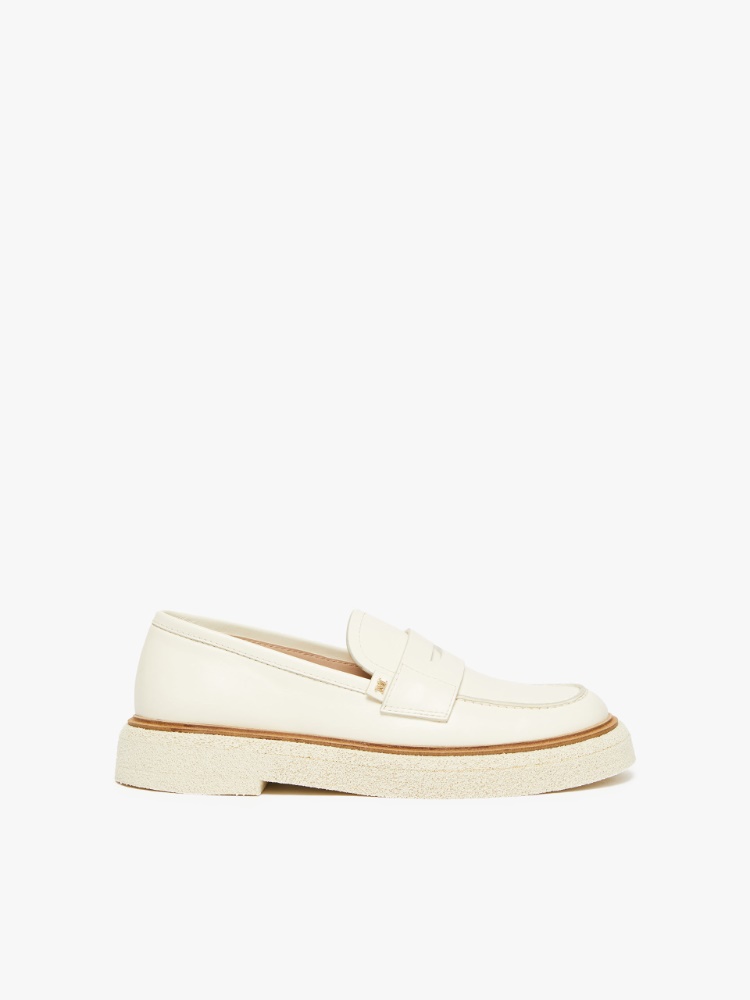 Leather loafers, white "ROUGHLOAFER" Max Mara