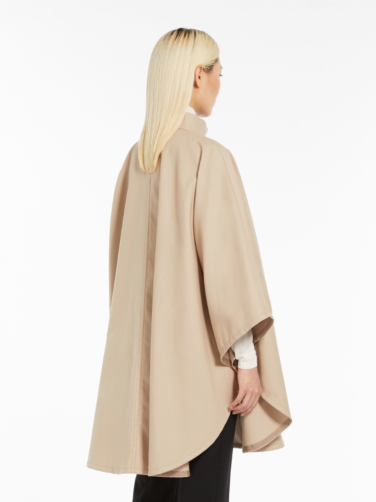 Cotton gabardine cape with belt, sand | 