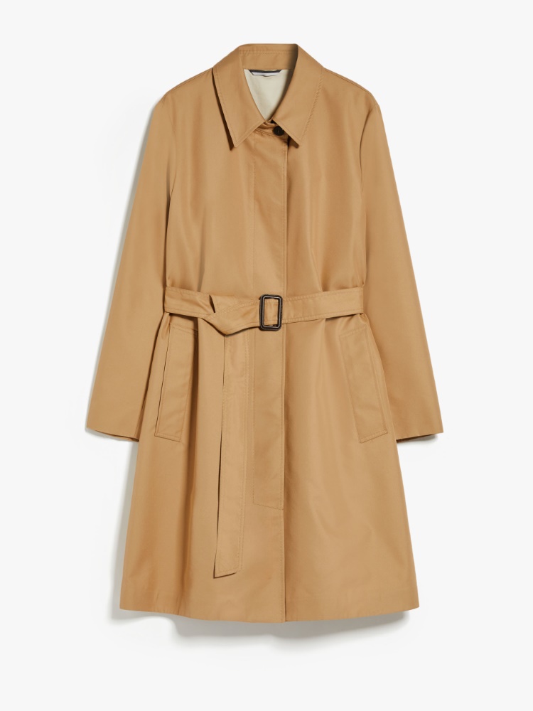Einreihiger Trenchcoat aus wasserabweisendem Gabardine, beige 