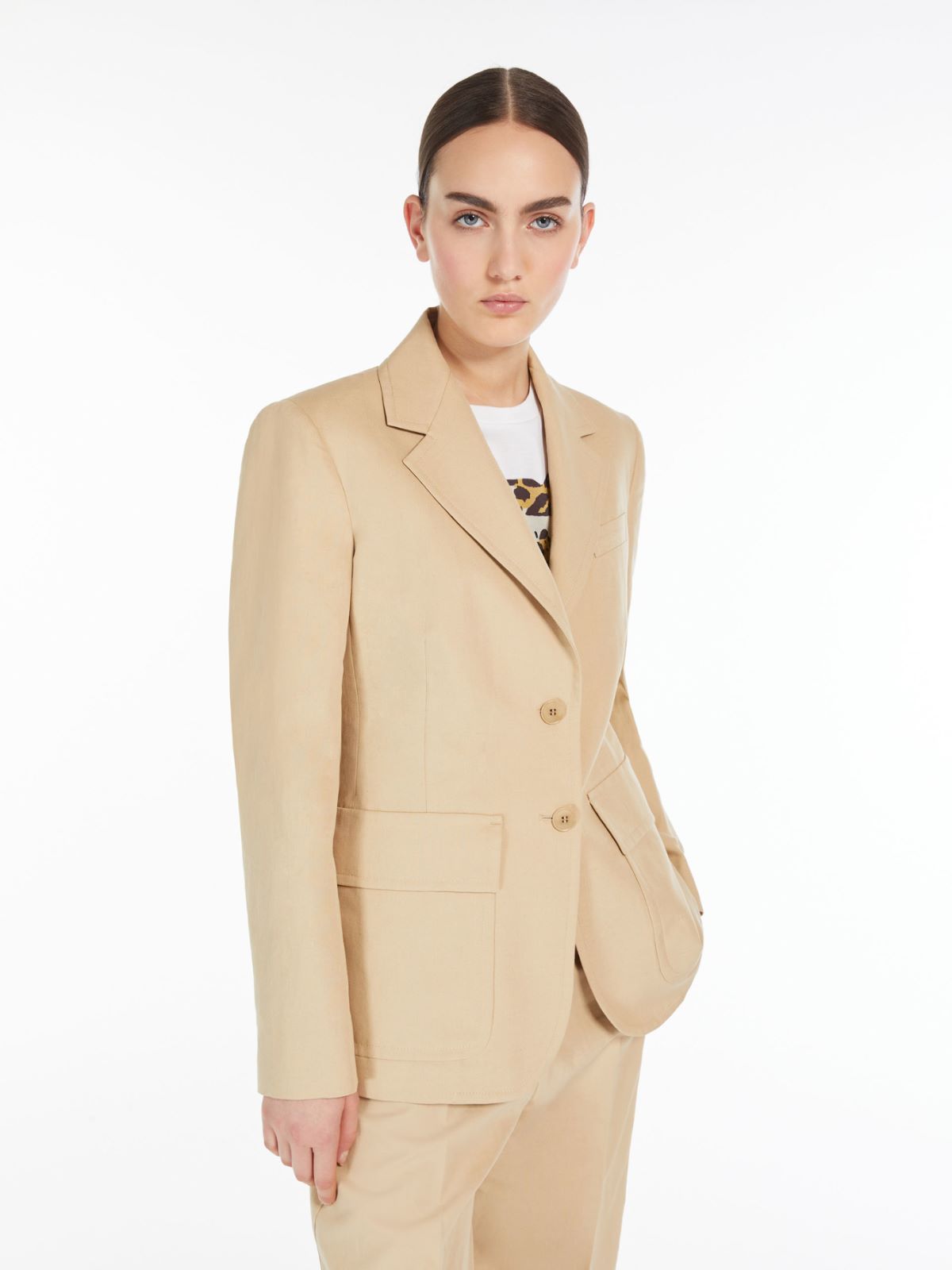 Blazer aus Leinenmischgewebe, khaki |