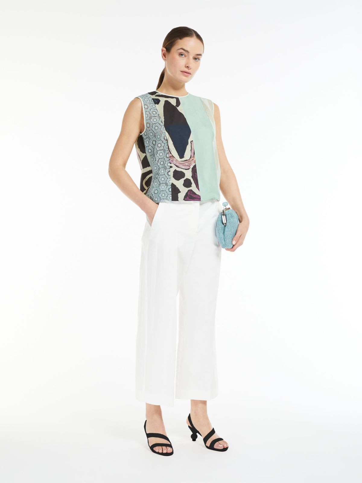 Max Mara Cotton Macramé Top In Pastel Green