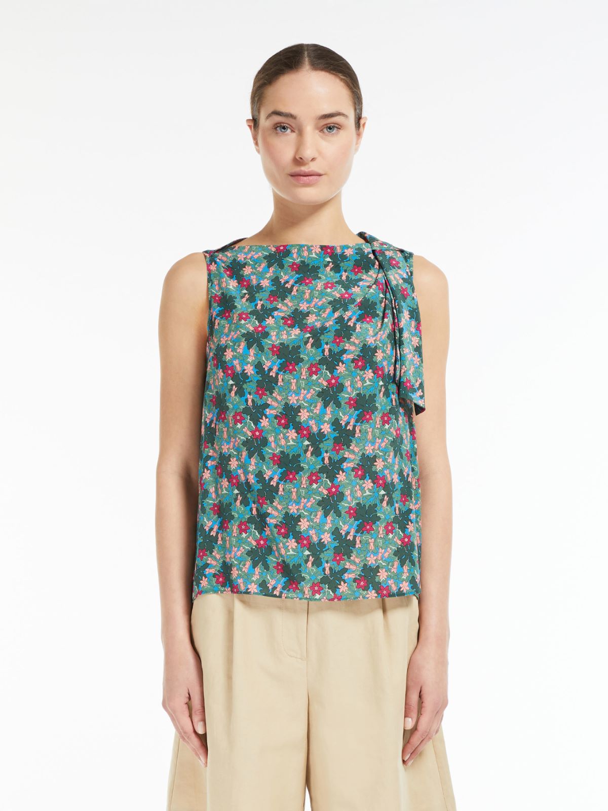 Silk crepe de chine top, green |  