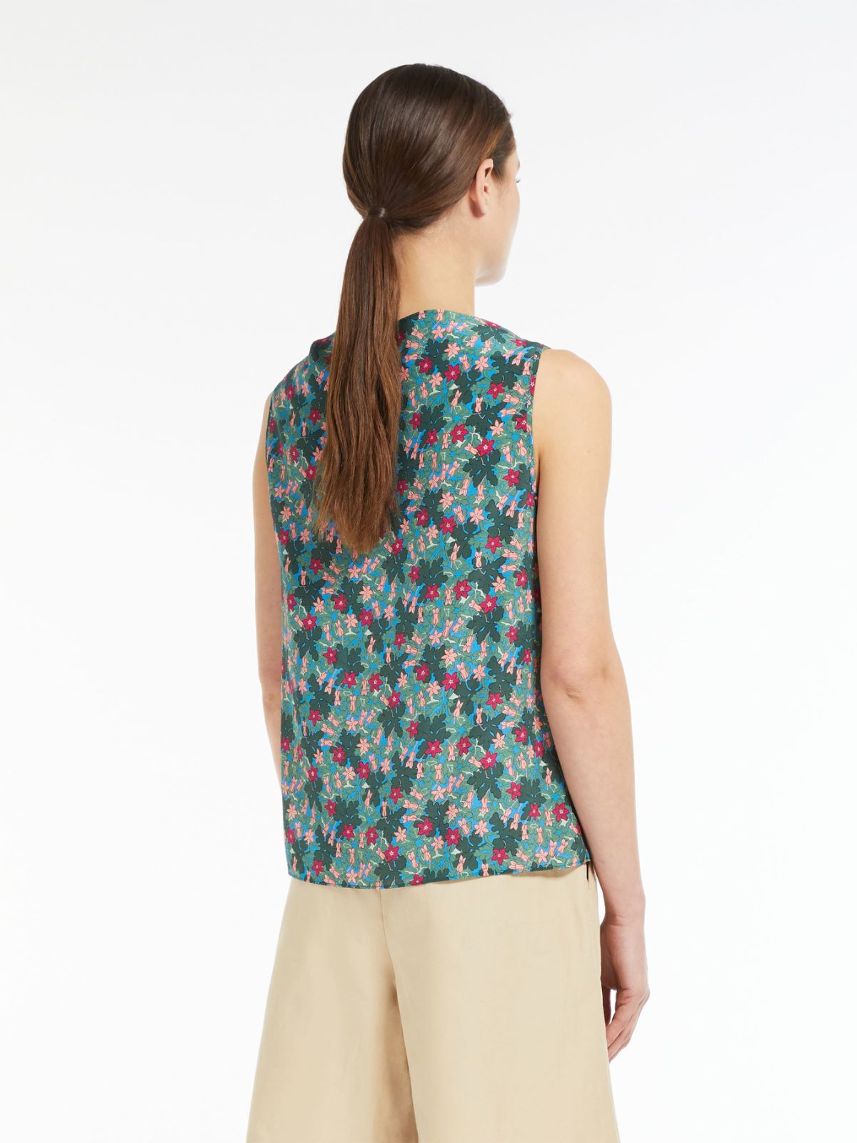 Silk crepe de chine top, green |  