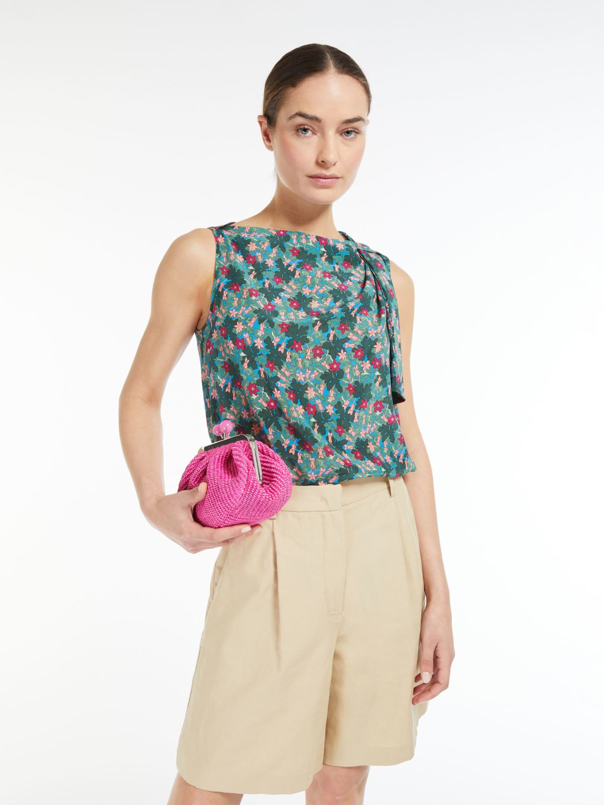 Silk crepe de chine top, green |  