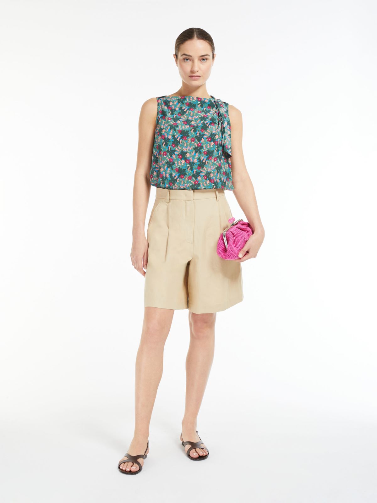 Silk crepe de chine top, green |  