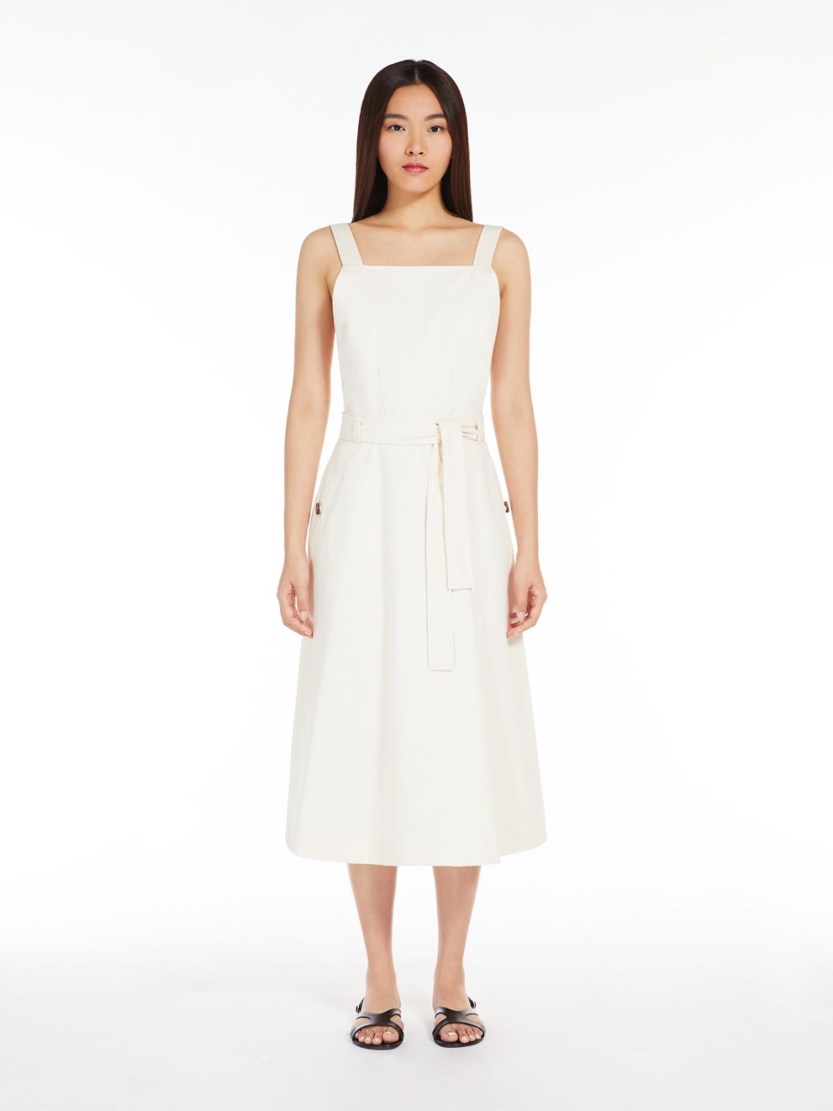 Kleid aus Baumwoll-Bull, ecru | 