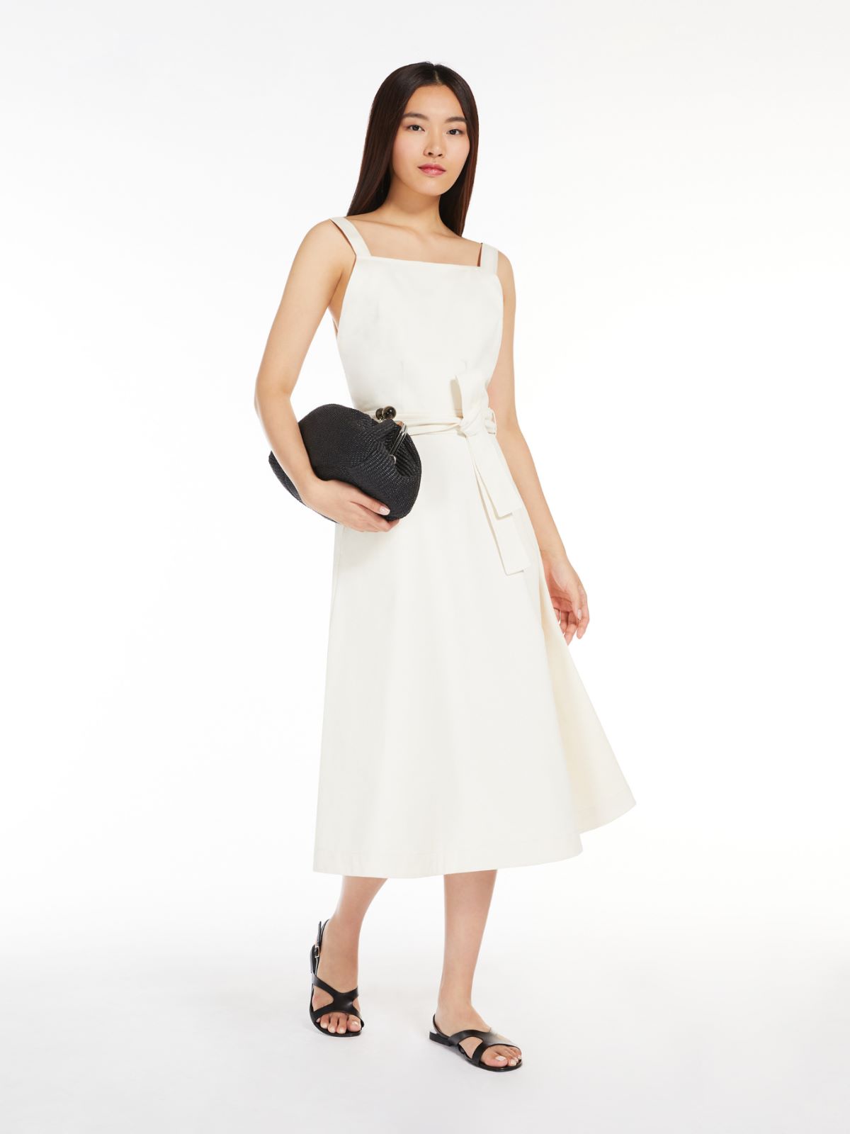 Kleid aus Baumwoll-Bull, ecru | 