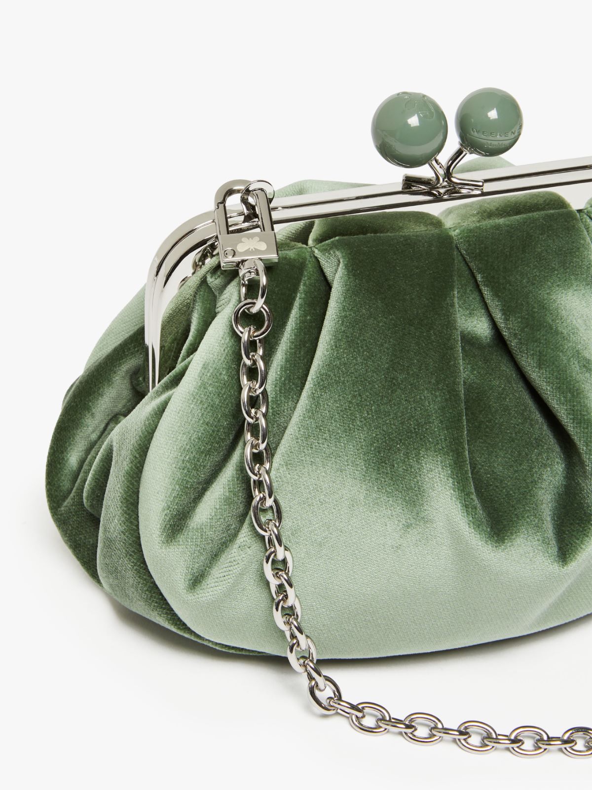 Small velvet Pasticcino Bag, sage green | 