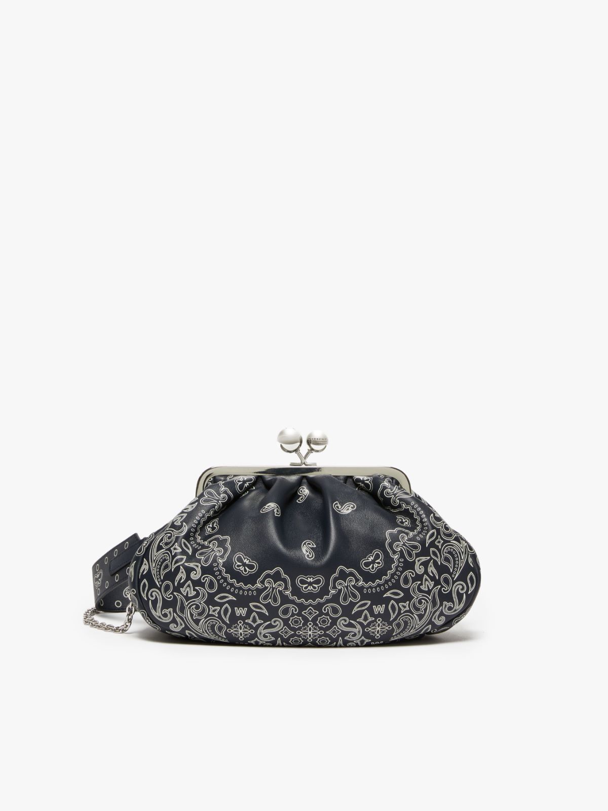 Extra-small ostrich-print leather Marine Bag, beige  