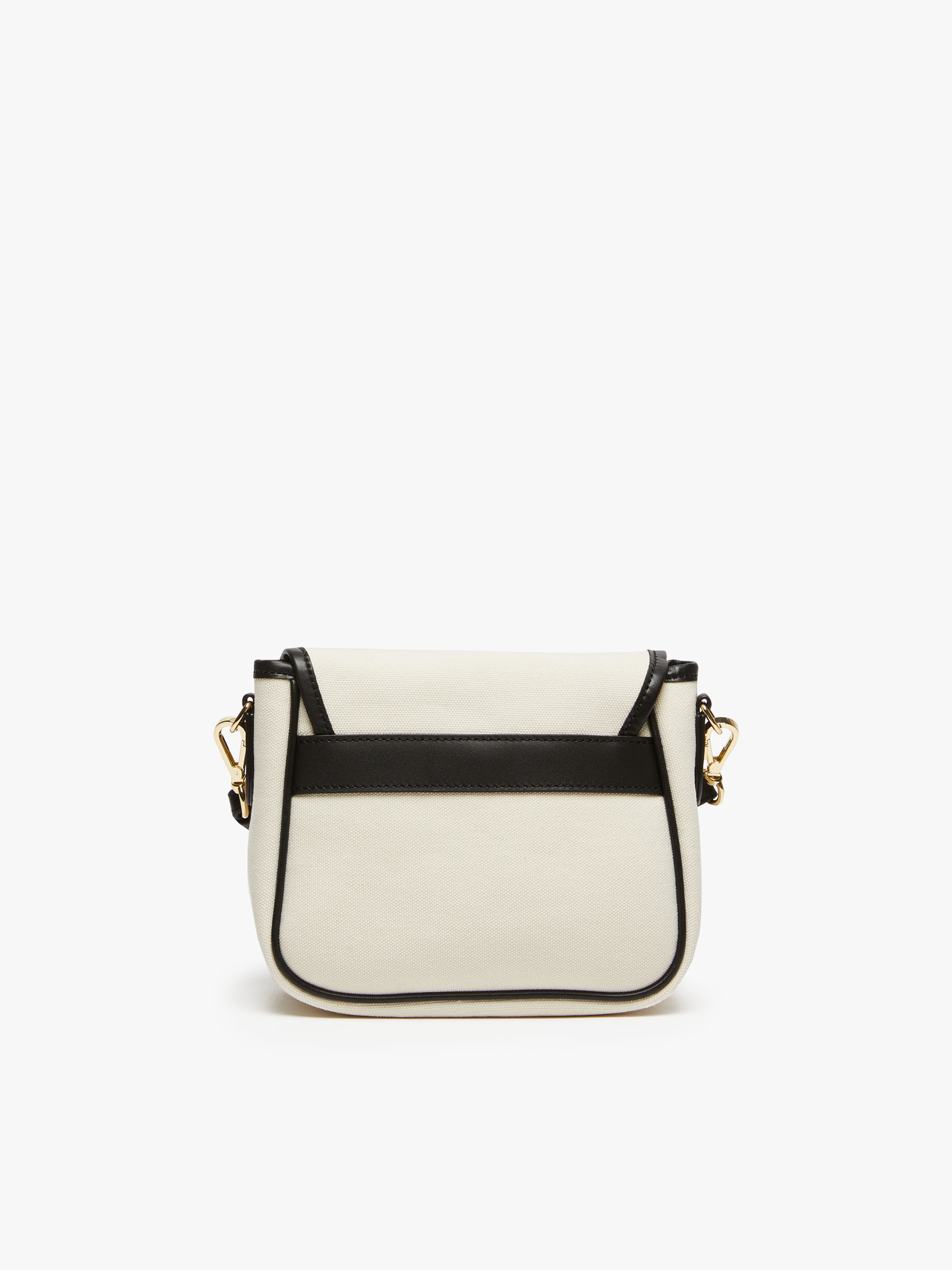 Canvas and leather shoulder bag, ivory |  