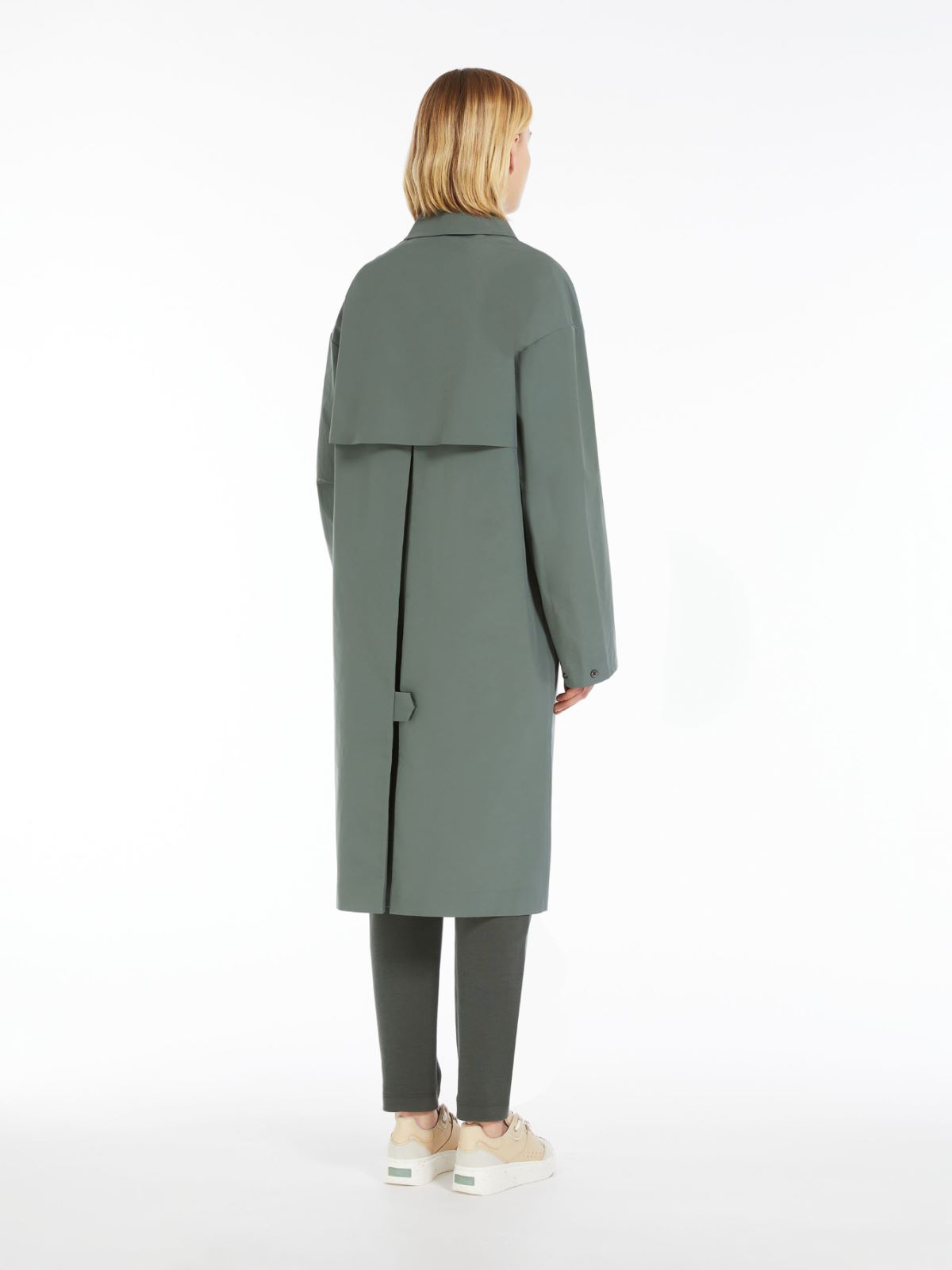 Rubber-coated technical canvas trench coat, dark green | 
