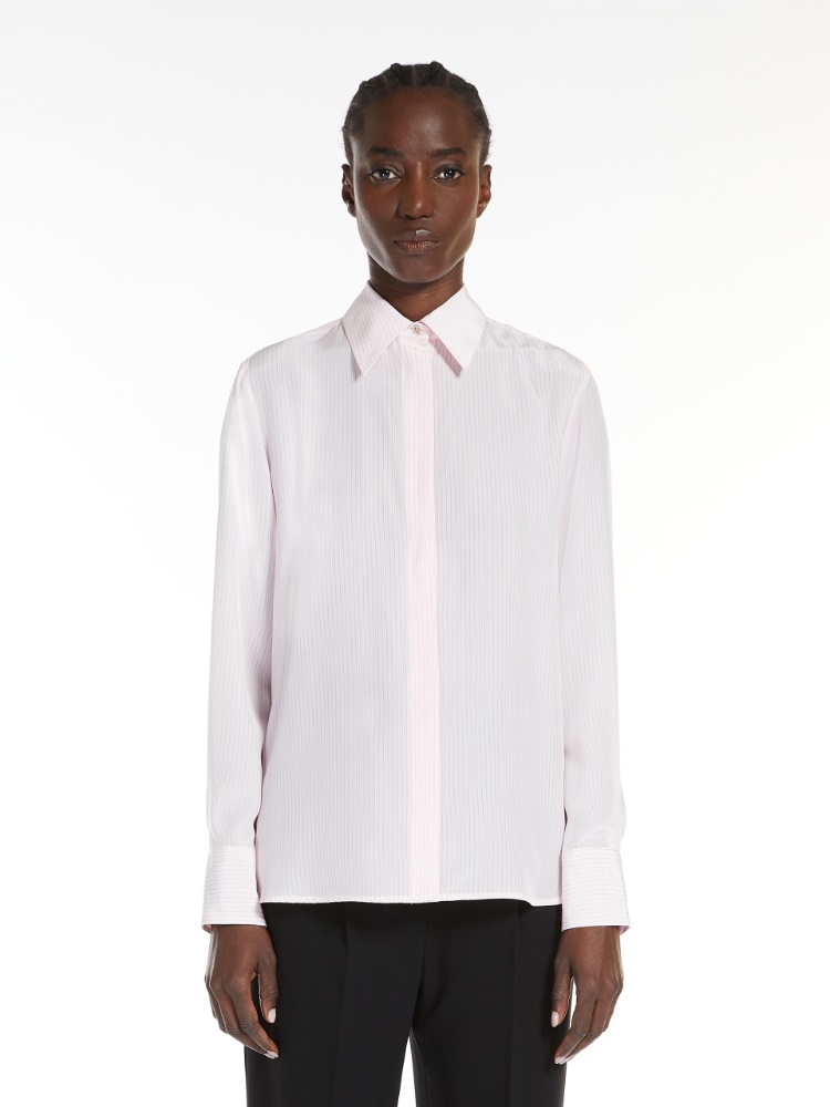 Striped crepe de chine shirt, pink |  