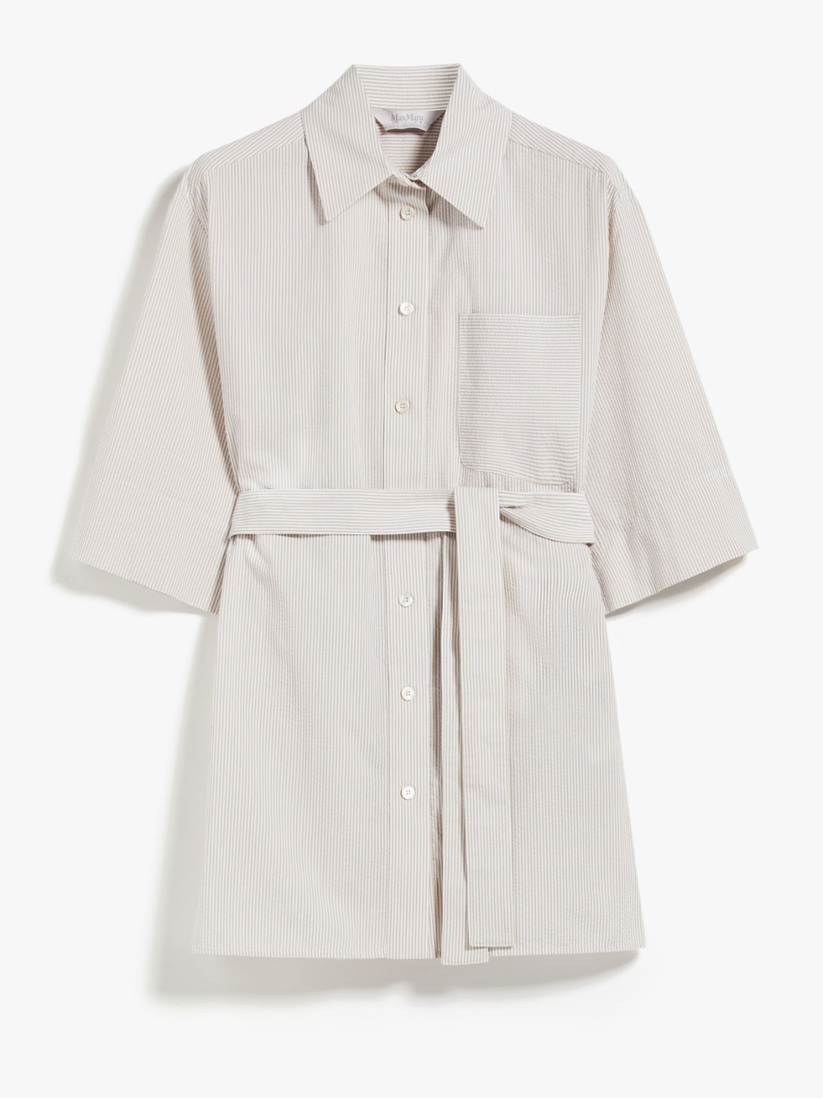 Cotton sateen shirt, stone | 