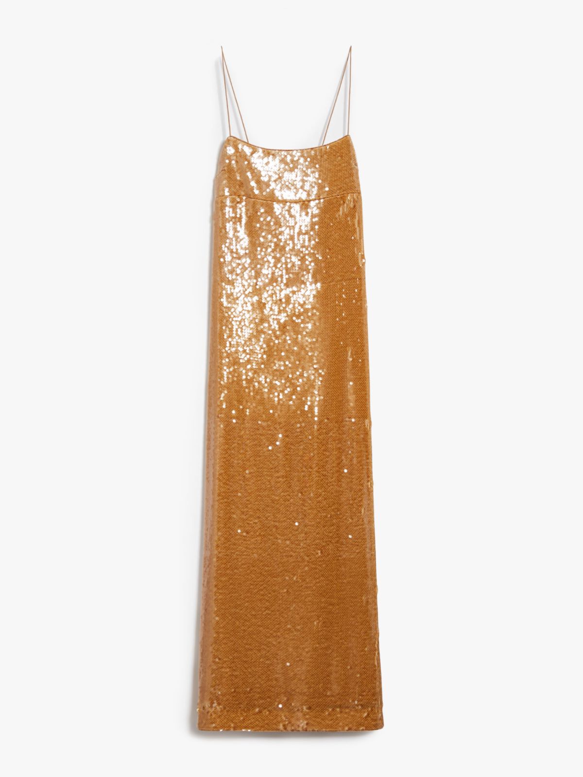 Alma Tubo Escote En V Lentejuelas Largo Vestido Oro