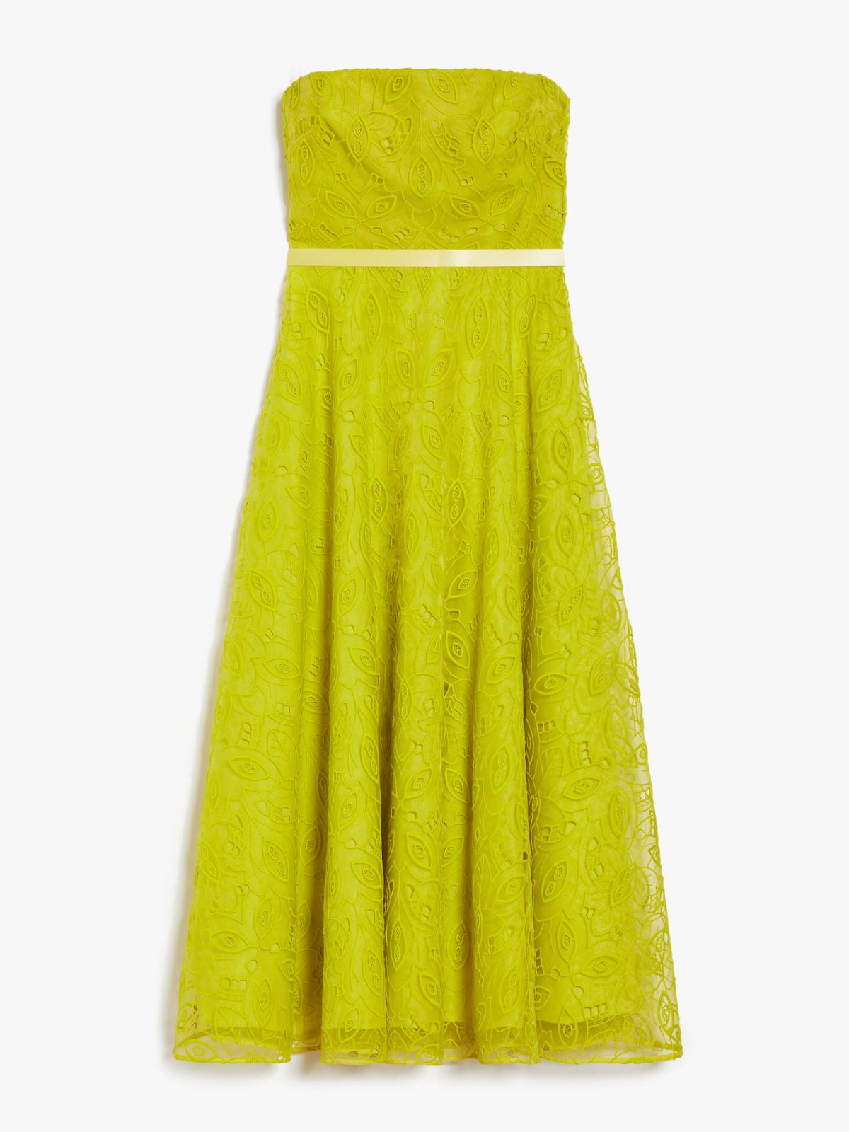 Midi linen dress with seams, mustard | 
