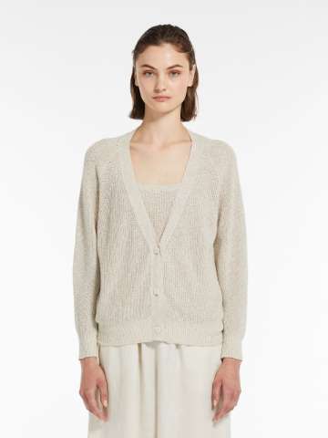 Weekend T By Max Mara GAVINO Pink Knitted Linen Cardigan 534101216 008