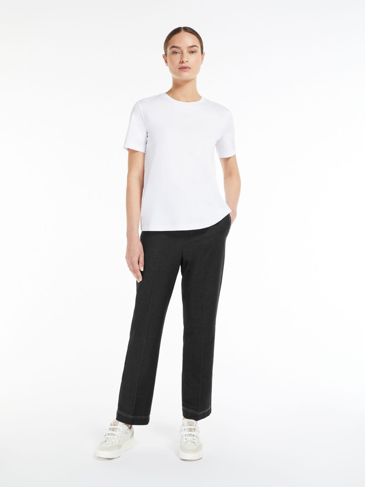 Max Mara Denim-look Jersey Trousers In Black