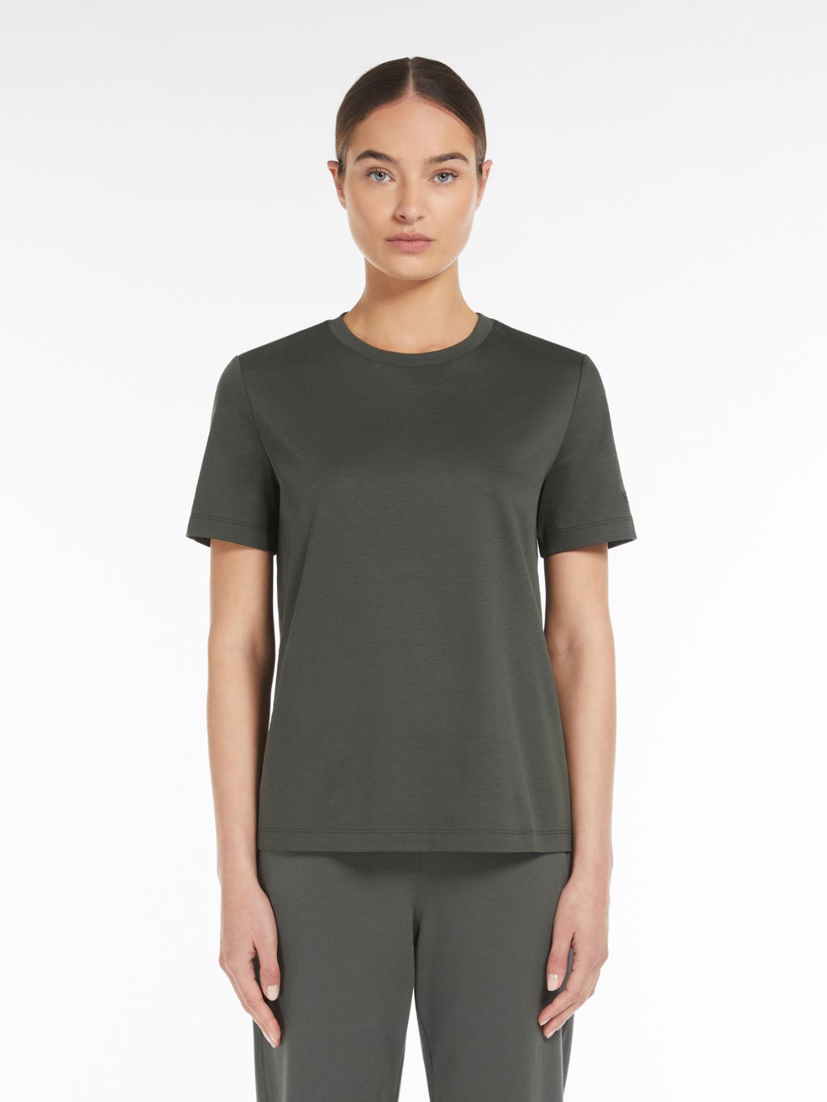Cotton sateen shirt, stone | 