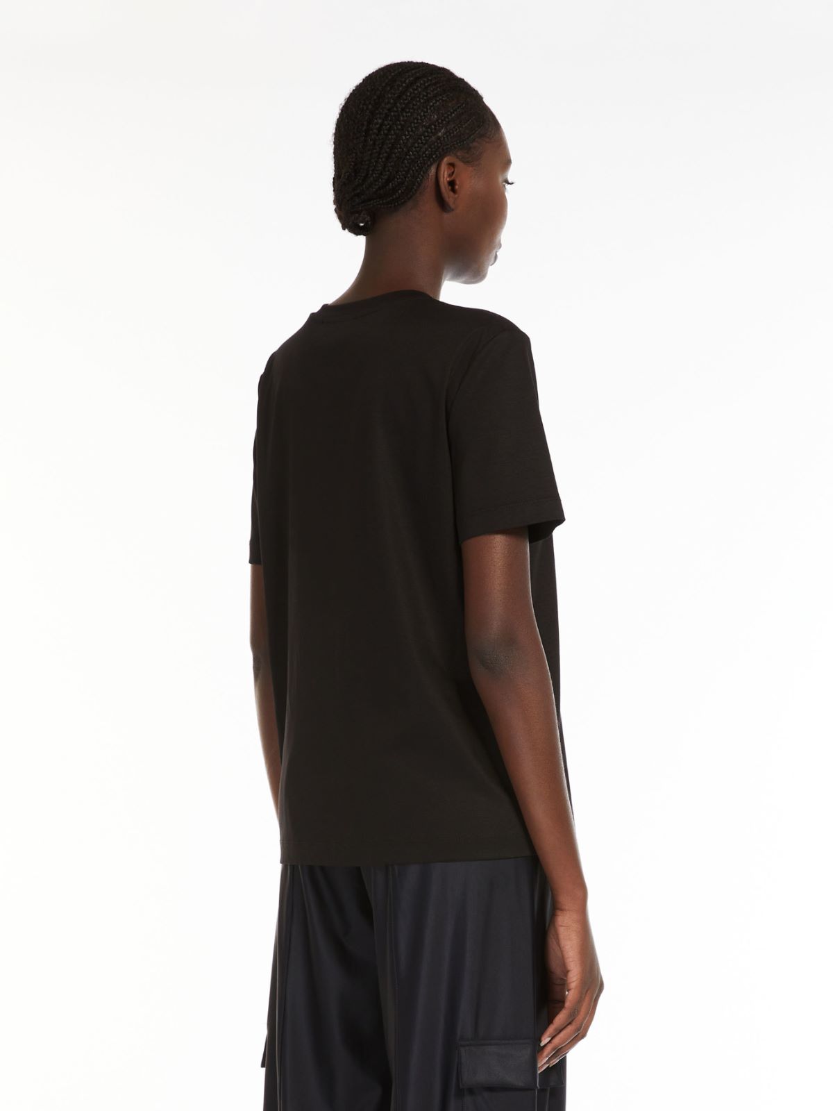 Slim-fit cotton and modal T-shirt, black |  