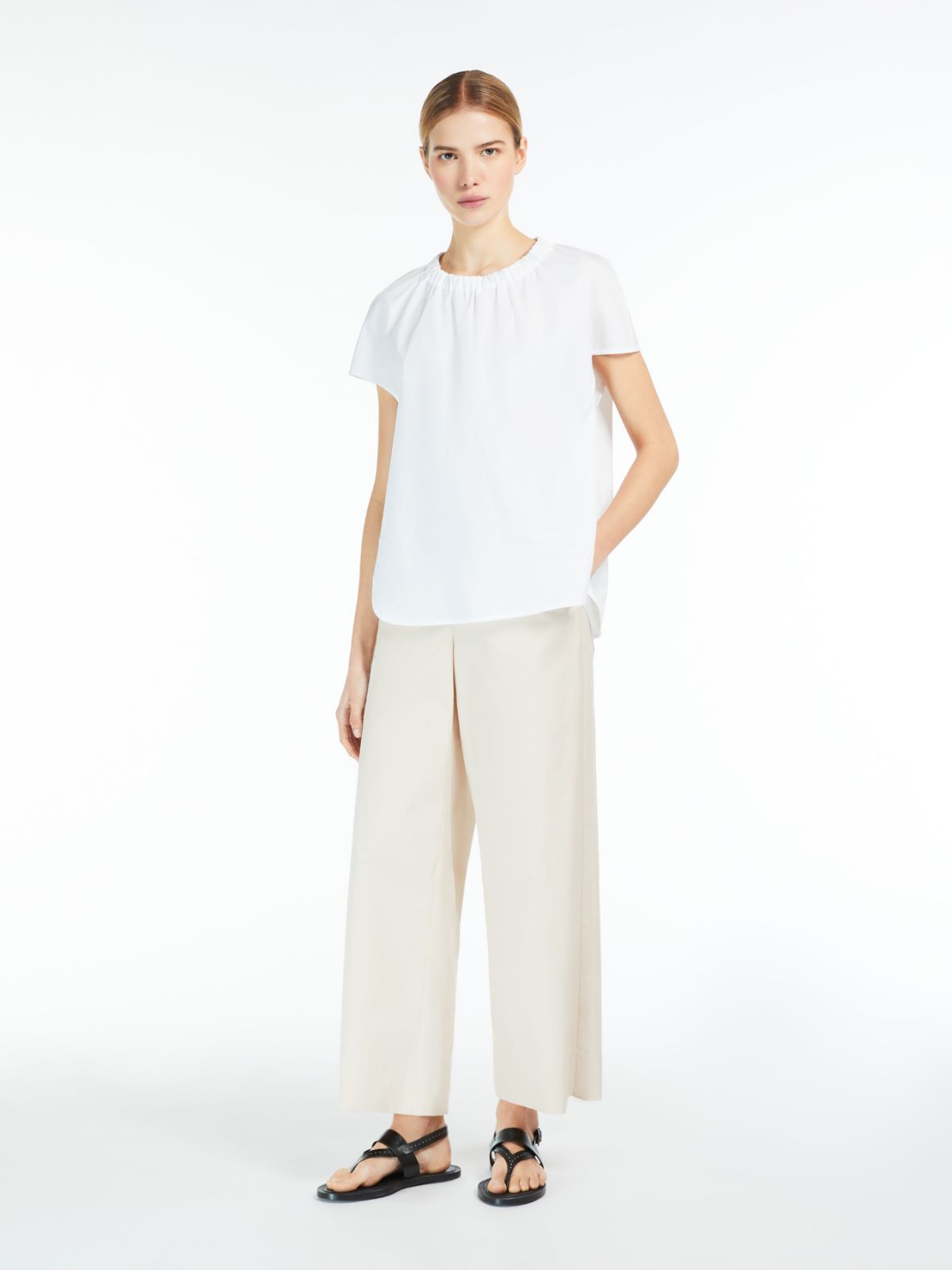 Max Mara Cotton Joggers In Ivory