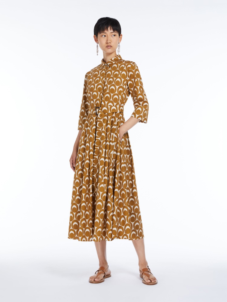 Printed poplin shirt dress, yellow | 